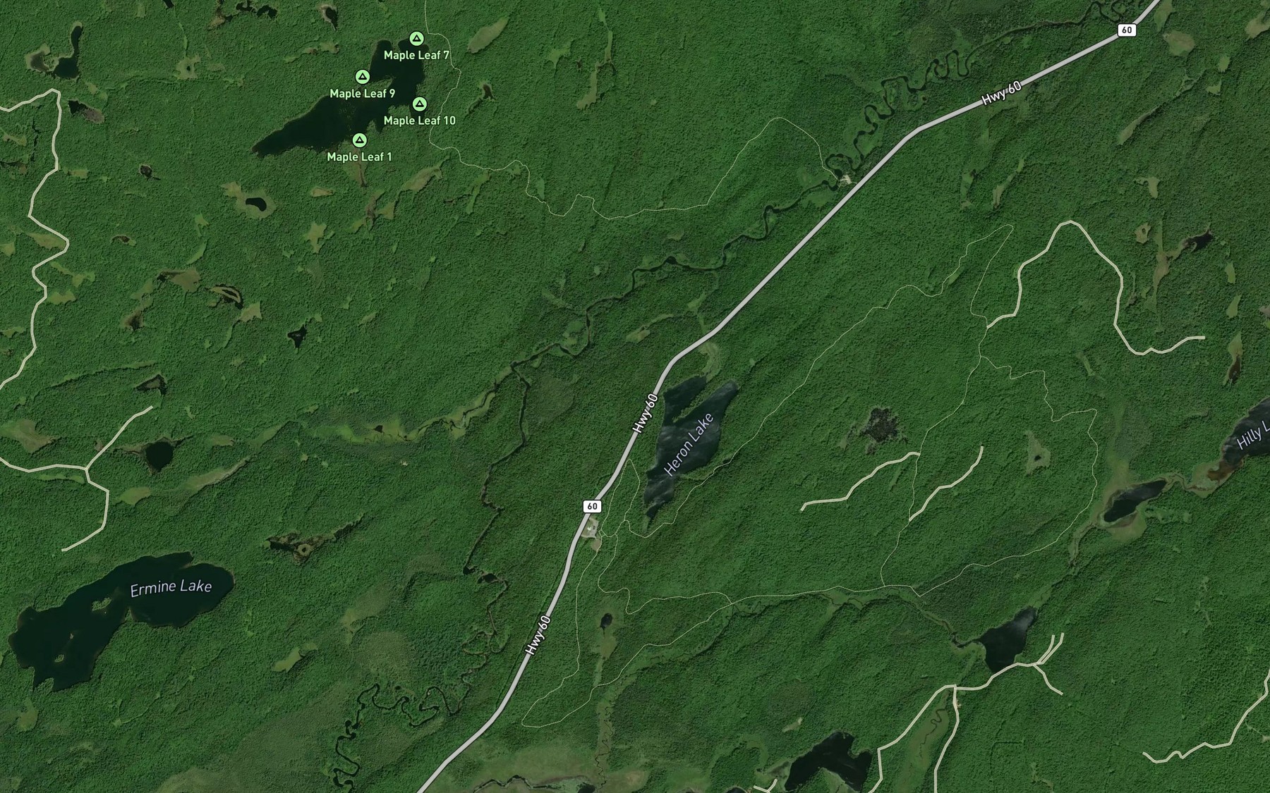 Satellite map of the Maple Leaf Creek