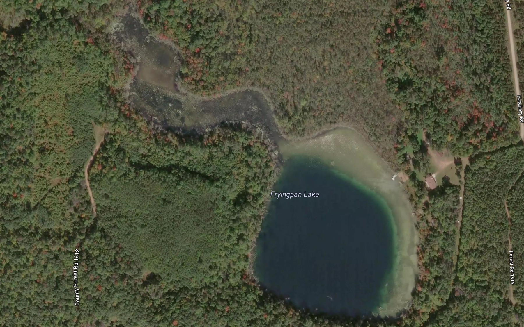 Satellite map of the Fryingpan Lake