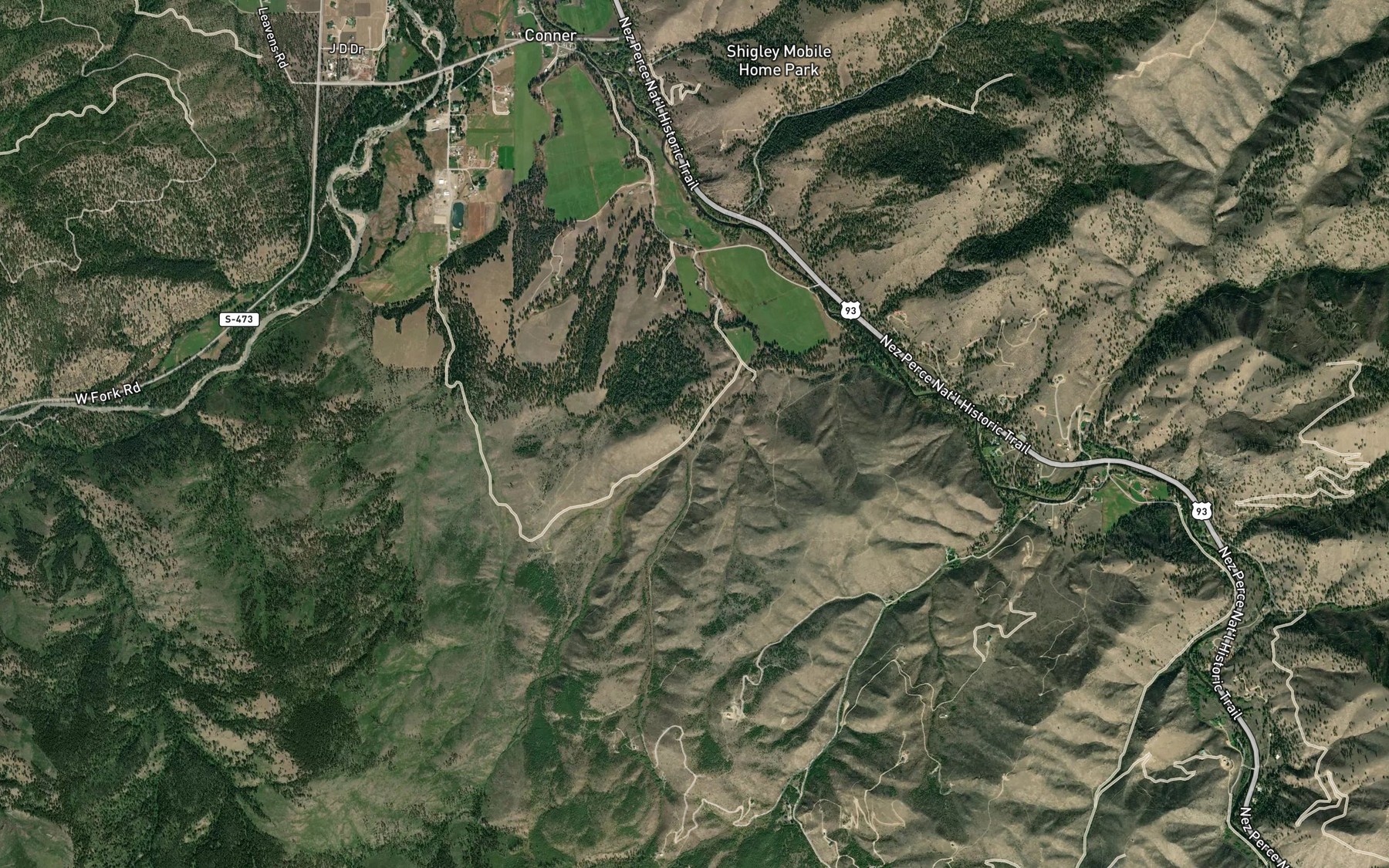 Satellite map of the South Fork Spade Creek