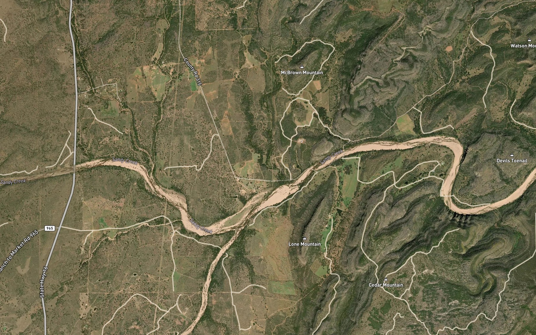 Satellite map of the Silver Creek