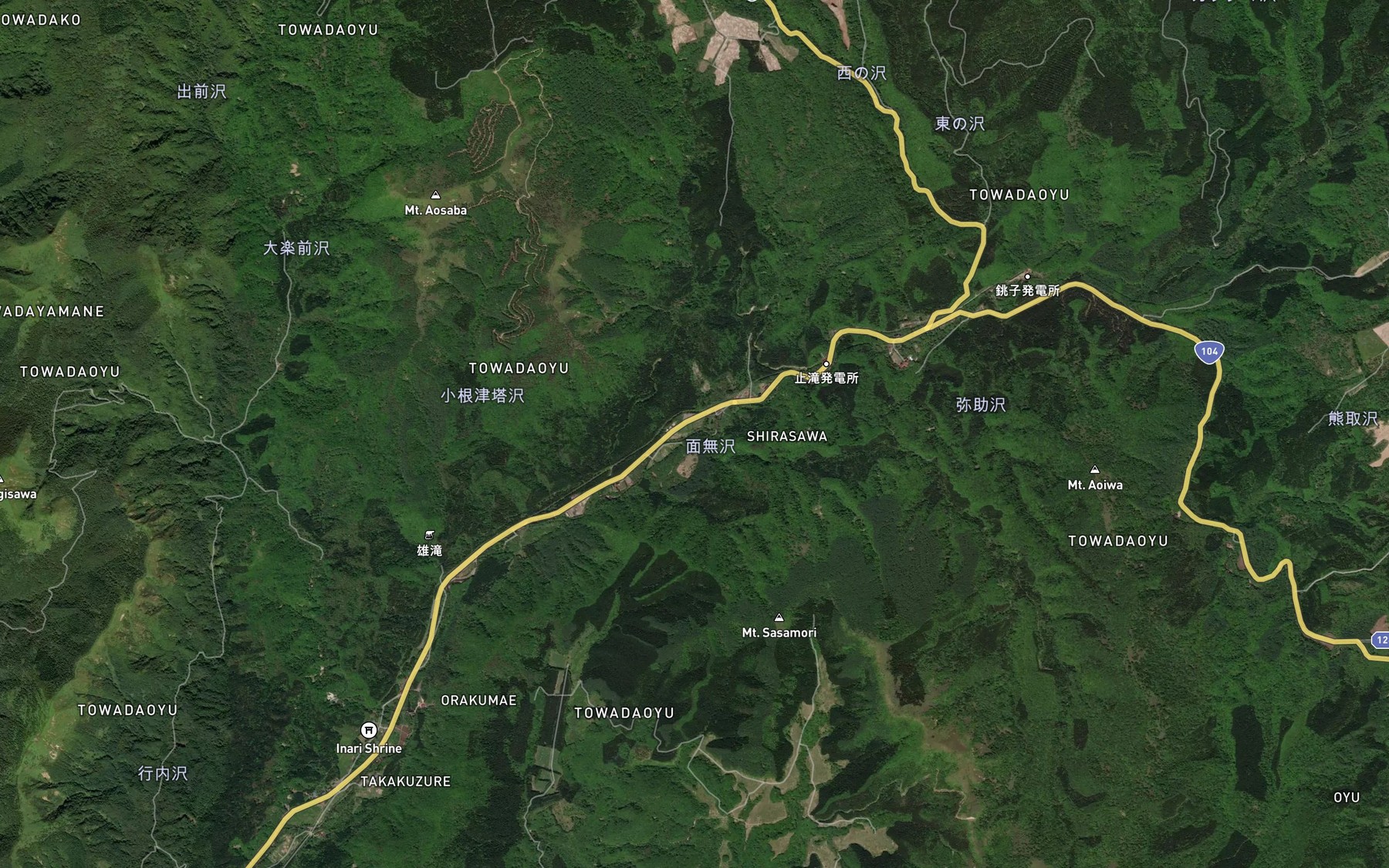 Satellite map of the Tsuranai Zawa
