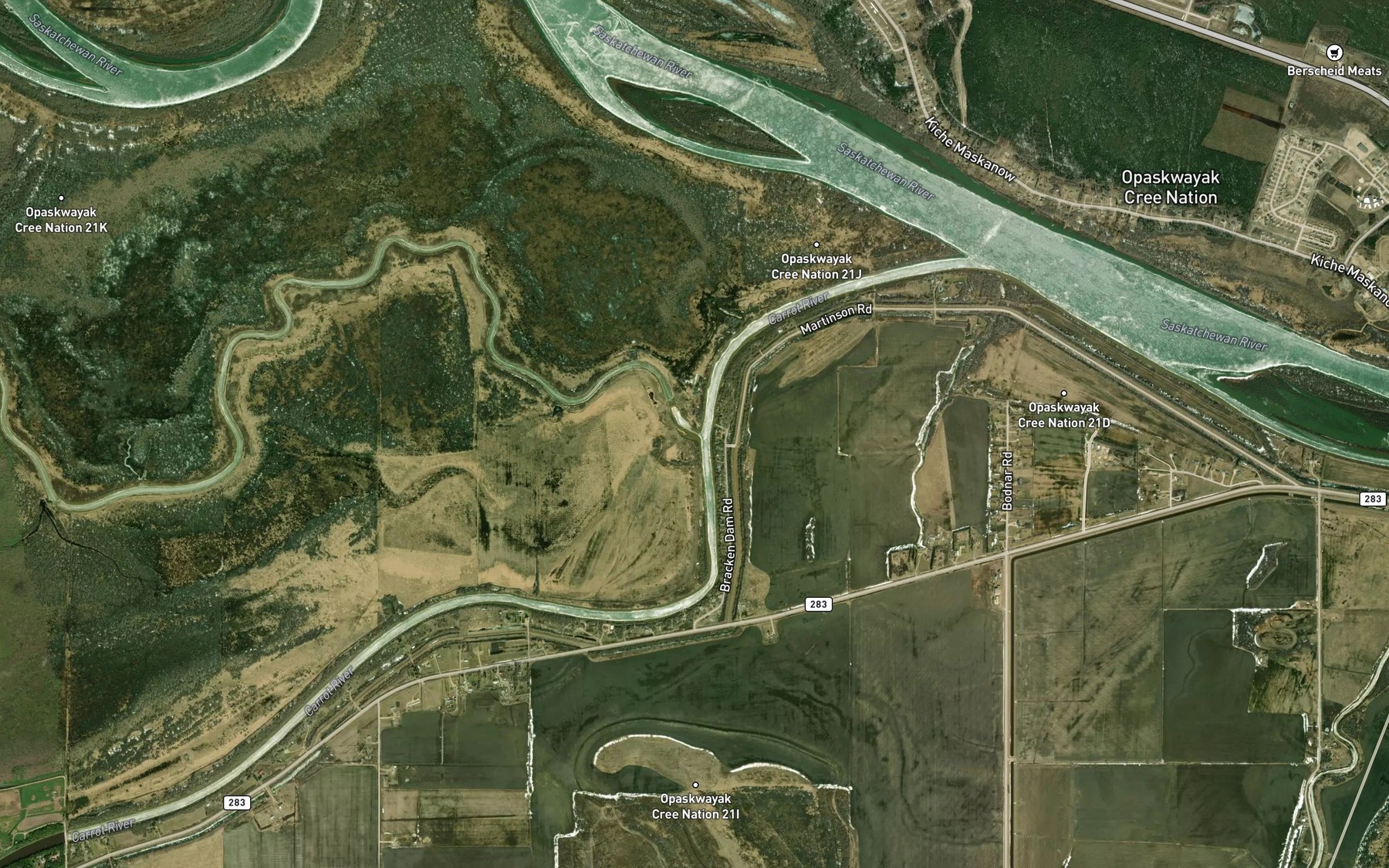Satellite map of the Birch River