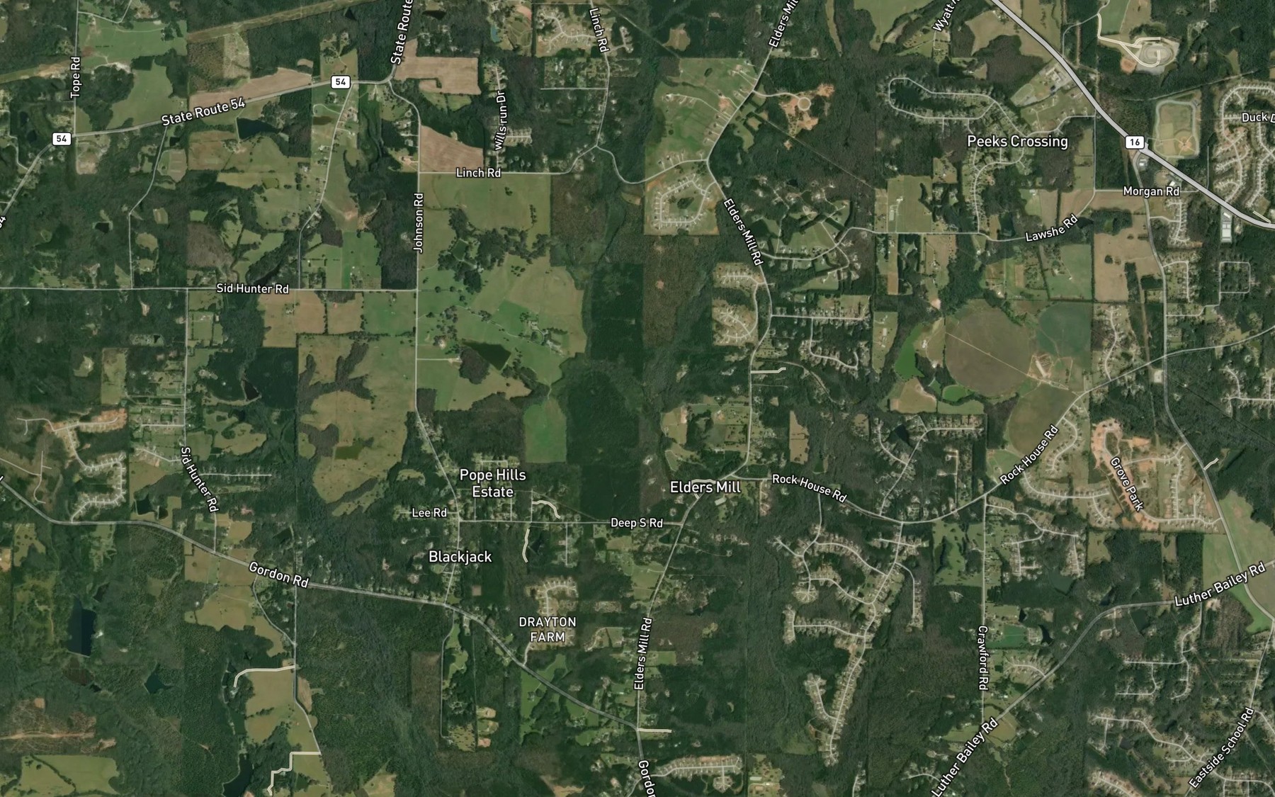 Satellite map of the Pete Branch
