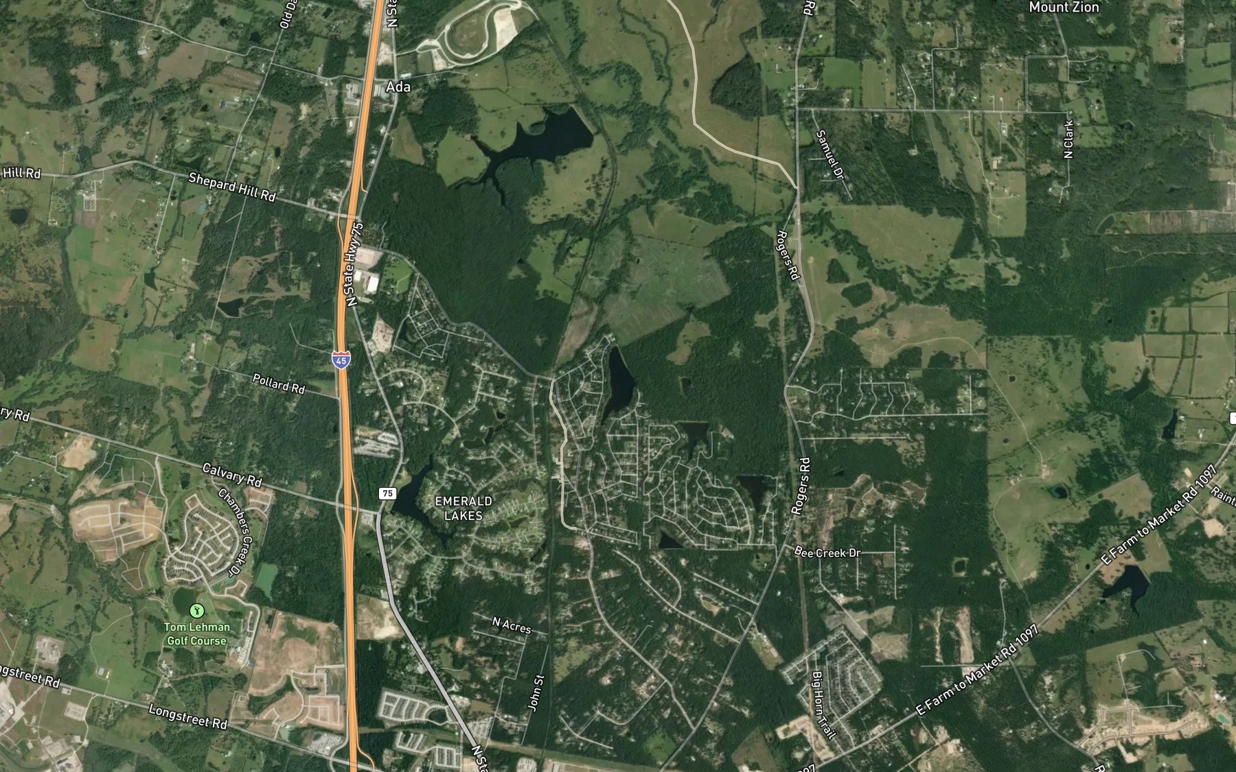 Satellite map of the Arrowead Lake