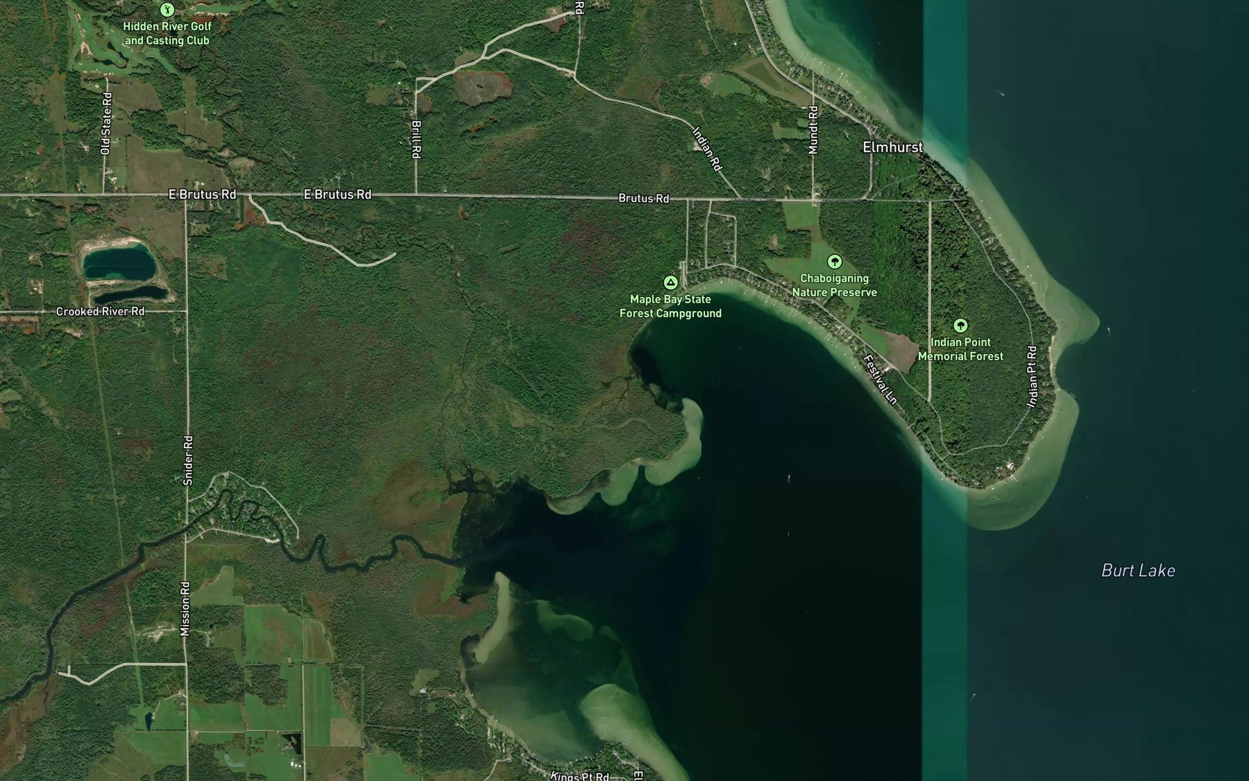 Satellite map of the Maple River