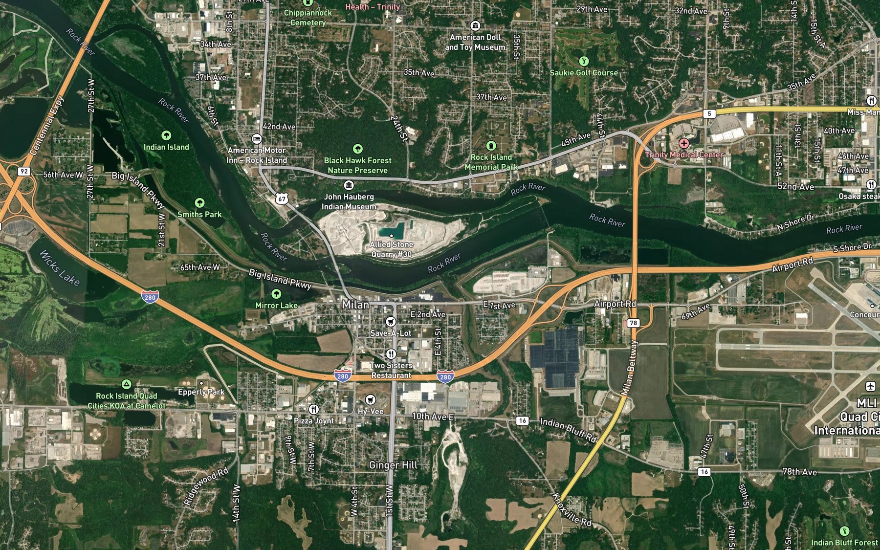 Satellite map of the Mill Creek