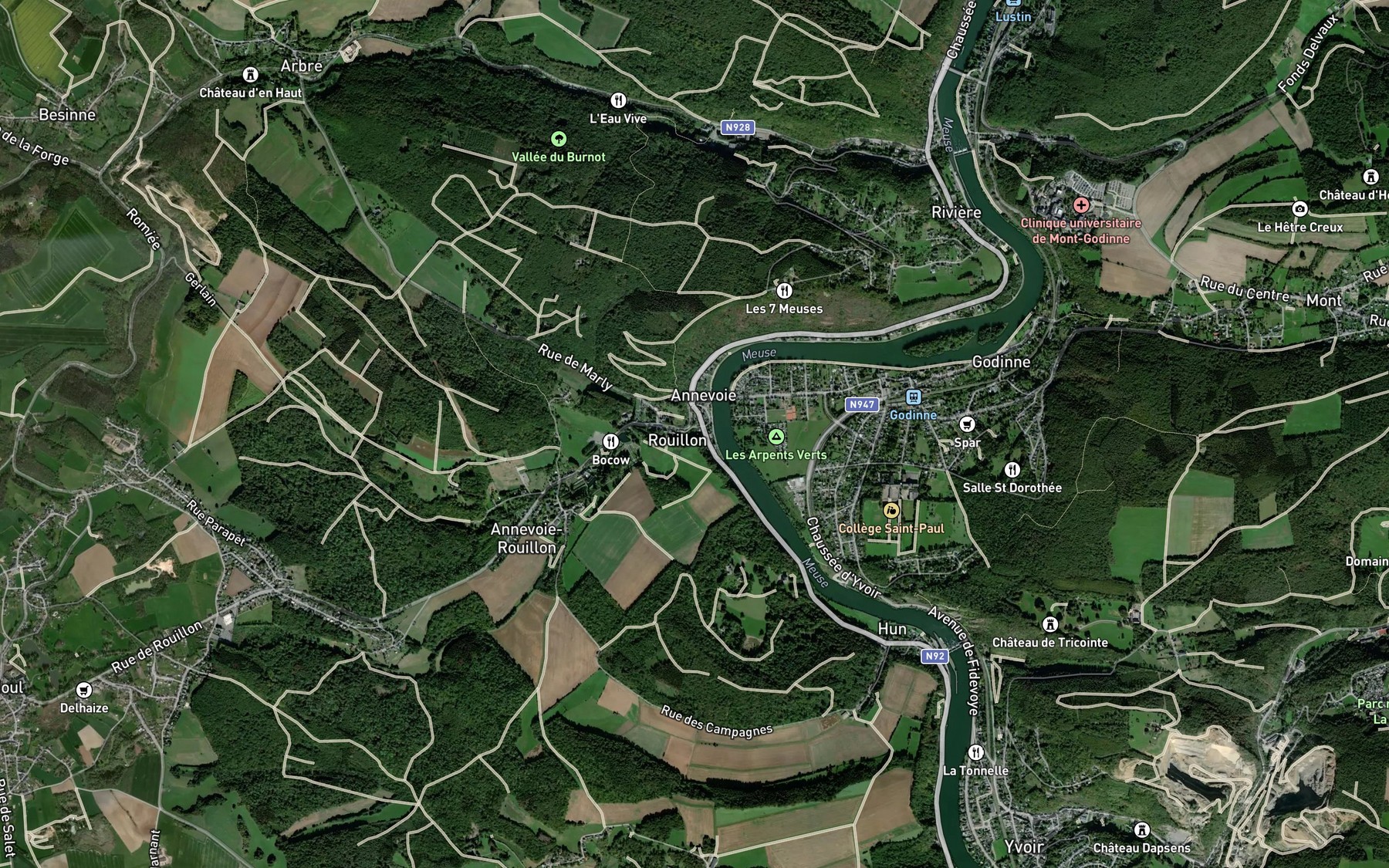 Satellite map of the Ruisseau d'Annevoie