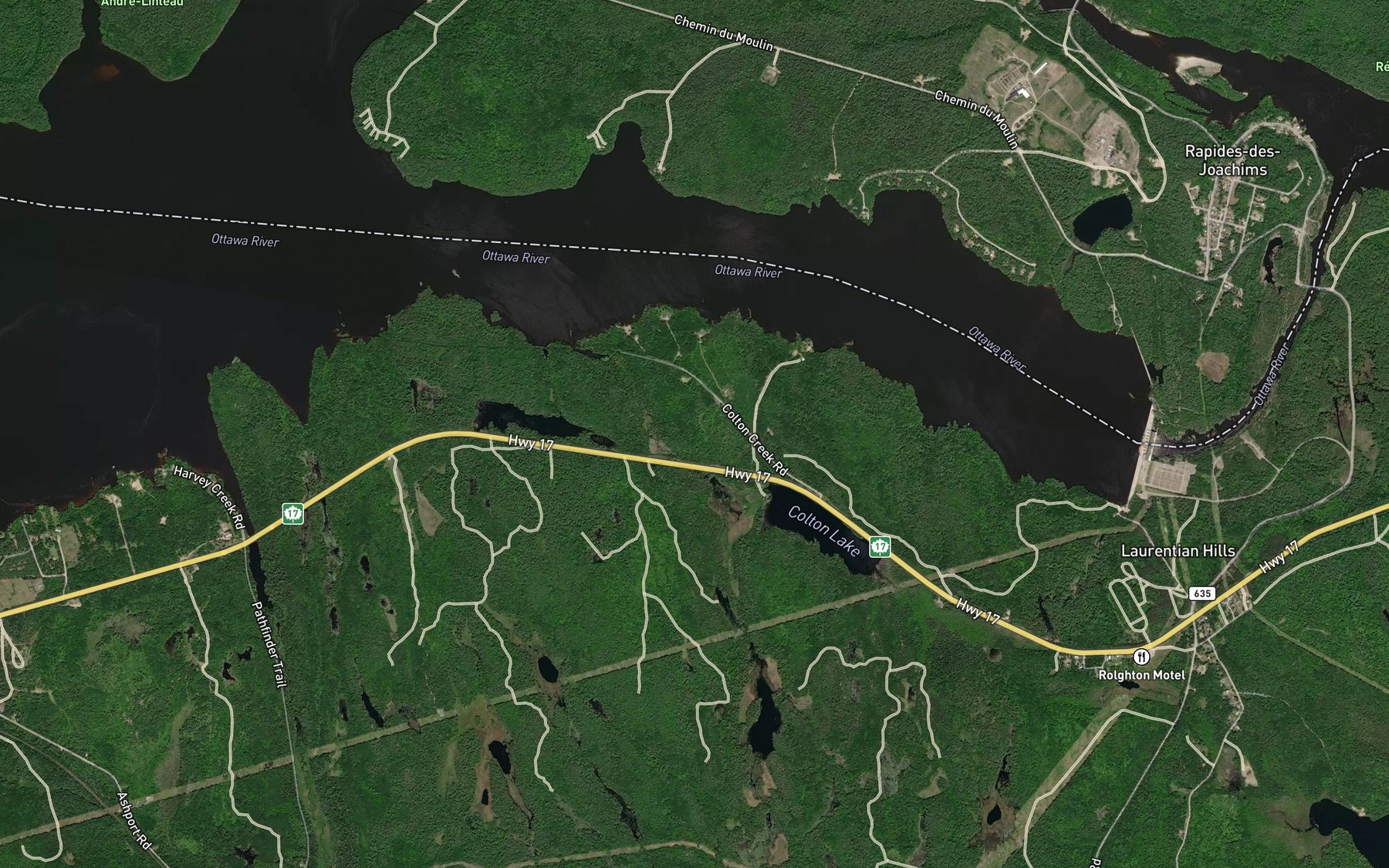 Satellite map of the Roney Creek