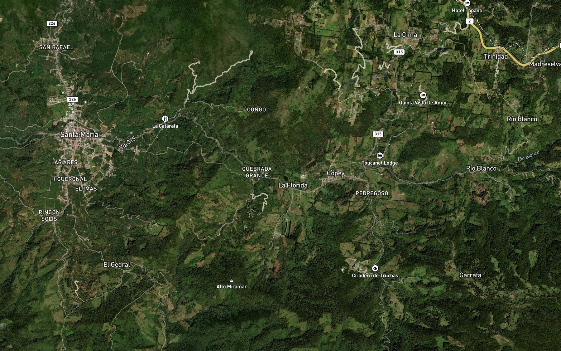 Satellite map of the Quebrada Loaiza