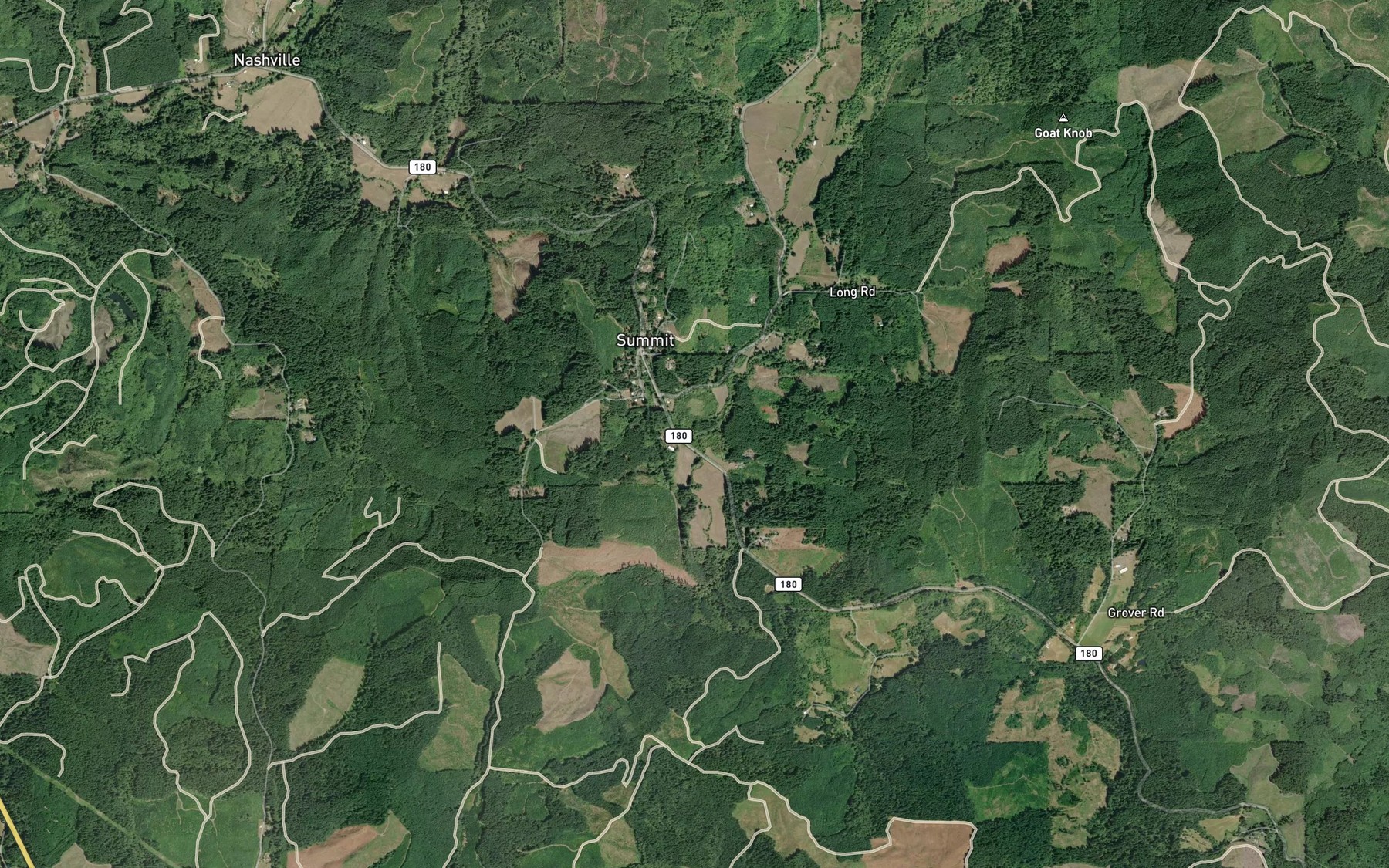 Satellite map of the Happy Hollow Creek