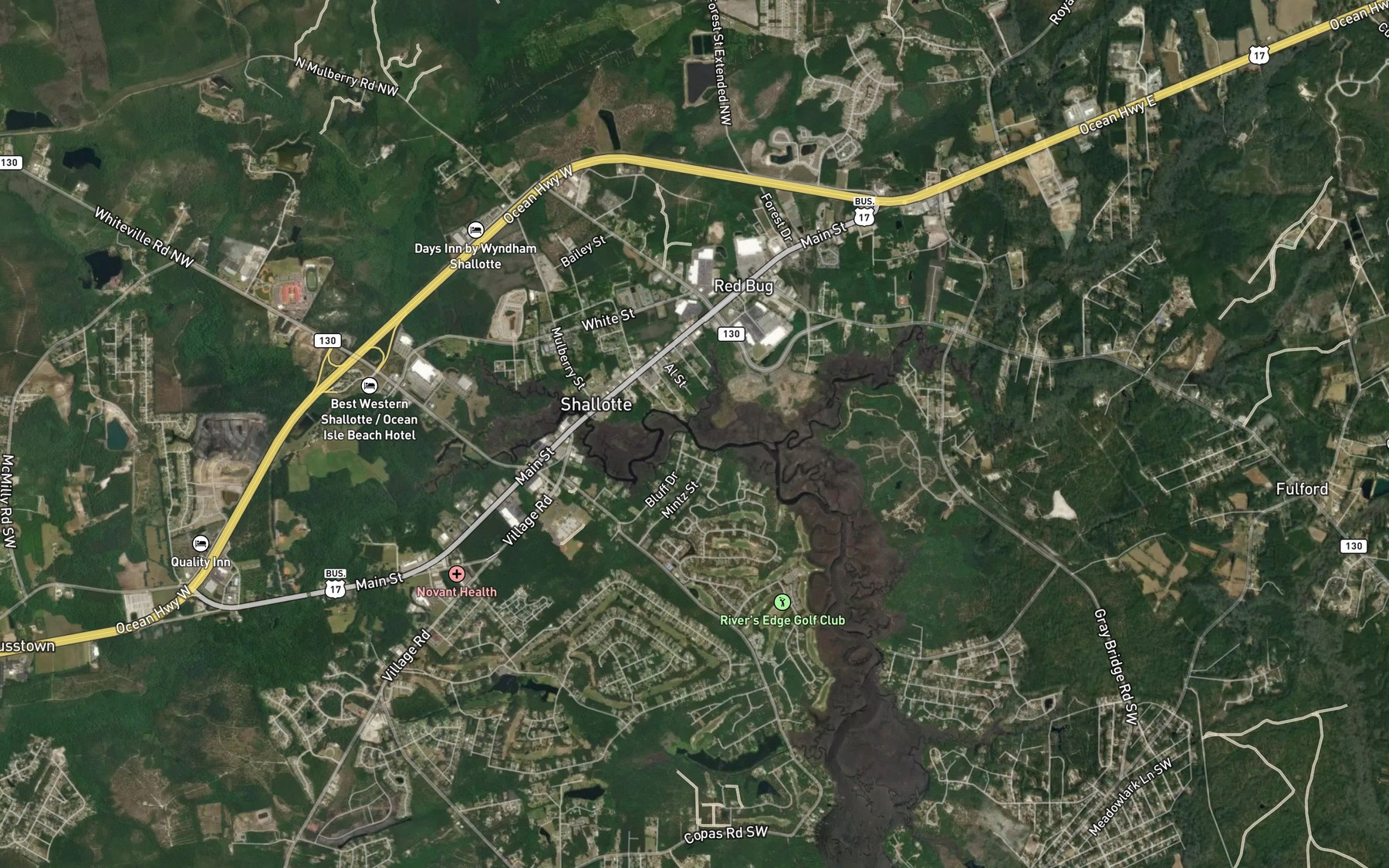 Satellite map of the Woodward Branch