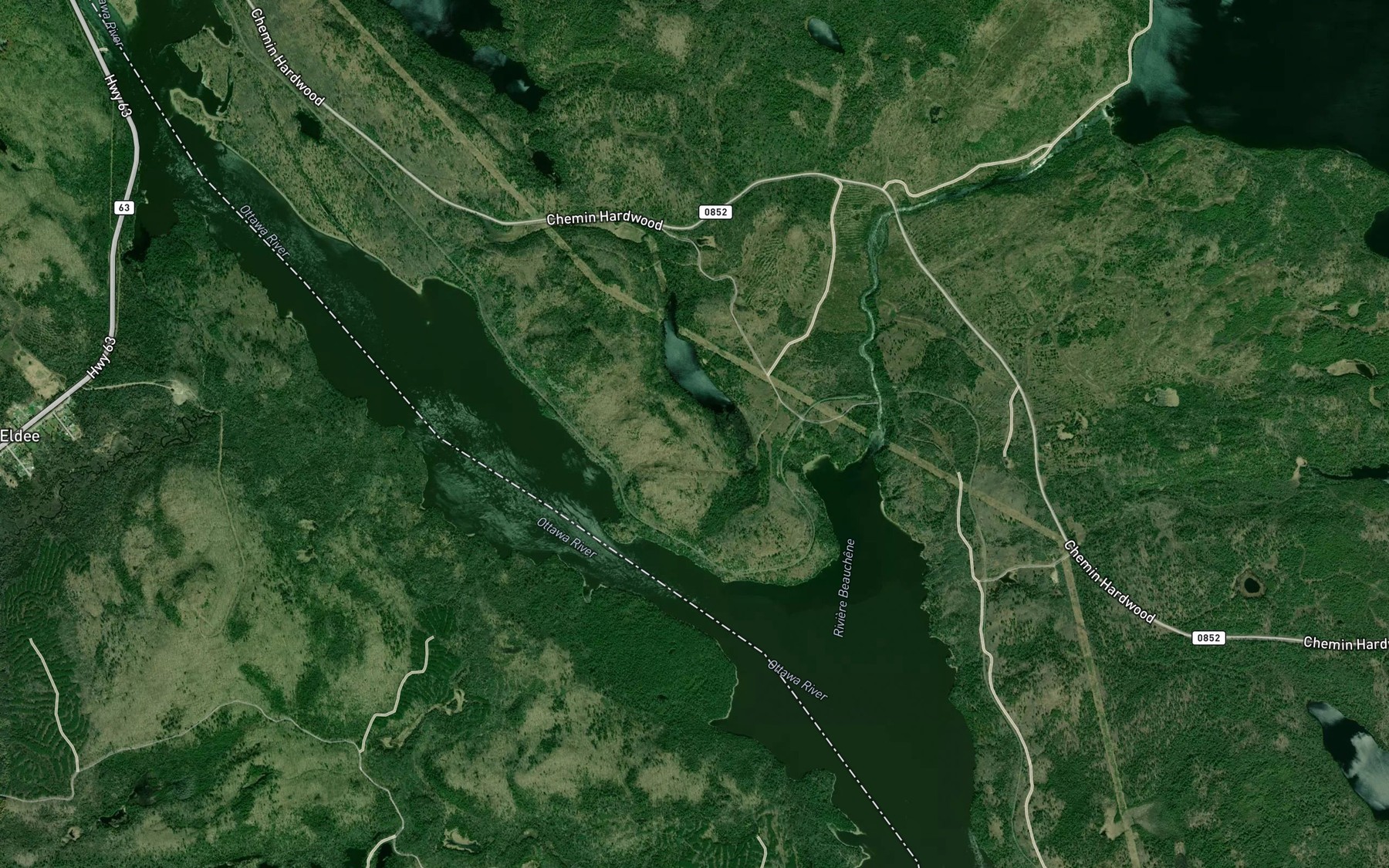 Satellite map of the Foot of Rapids