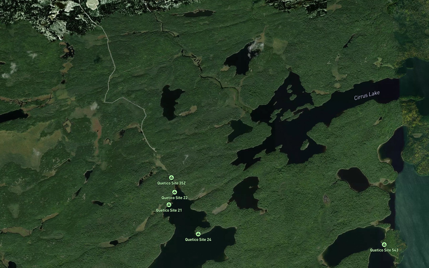 Satellite map of the McOuat Creek