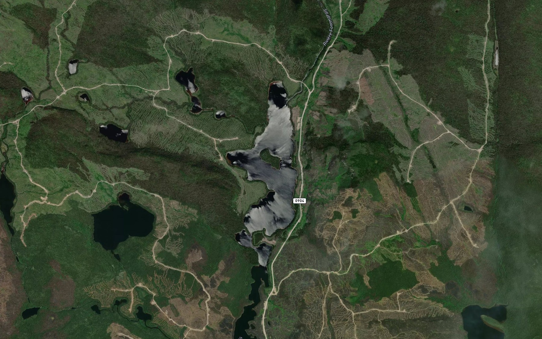Satellite map of the Lac Rioux