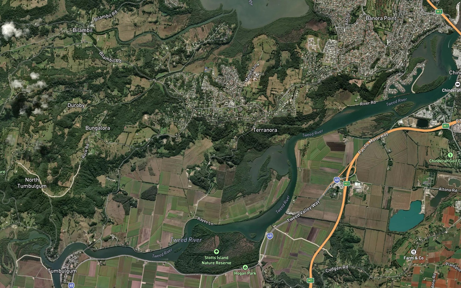 Satellite map of the Tweed Broadwater