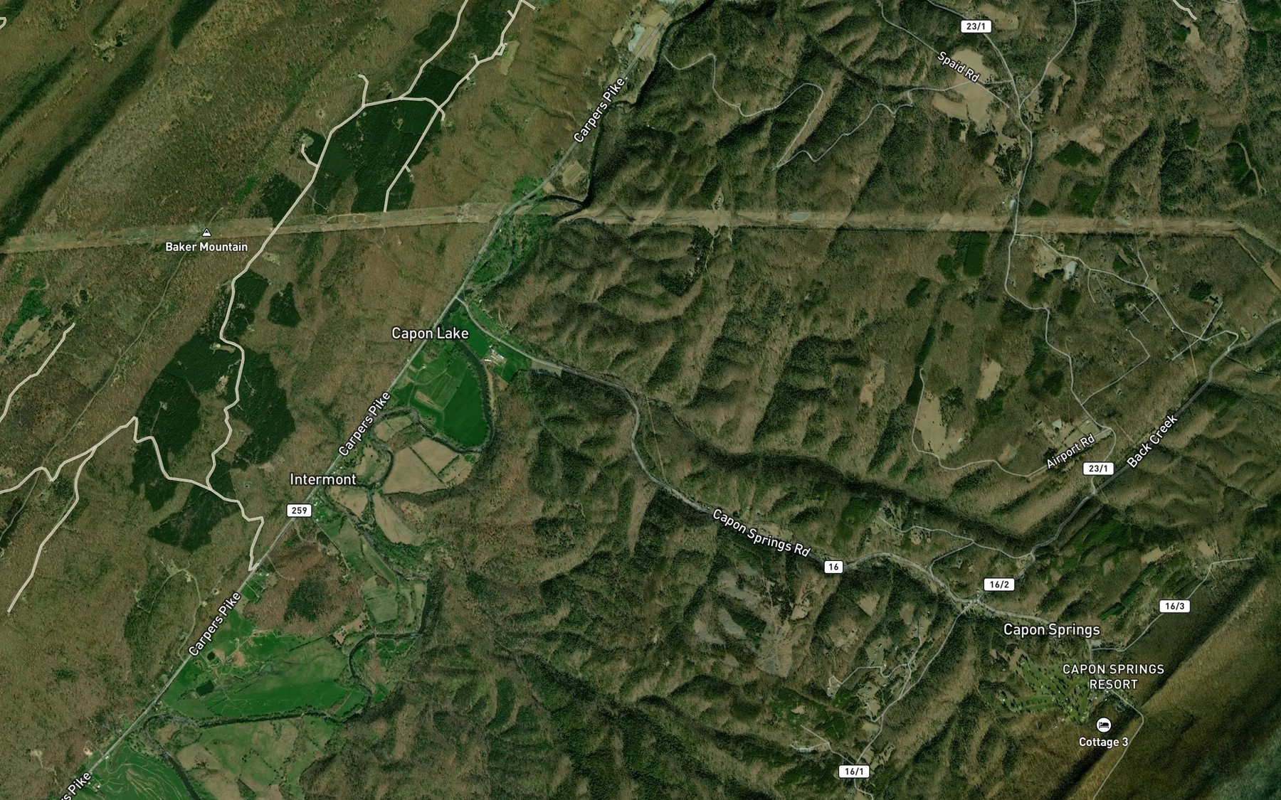 Satellite map of the Dry Run