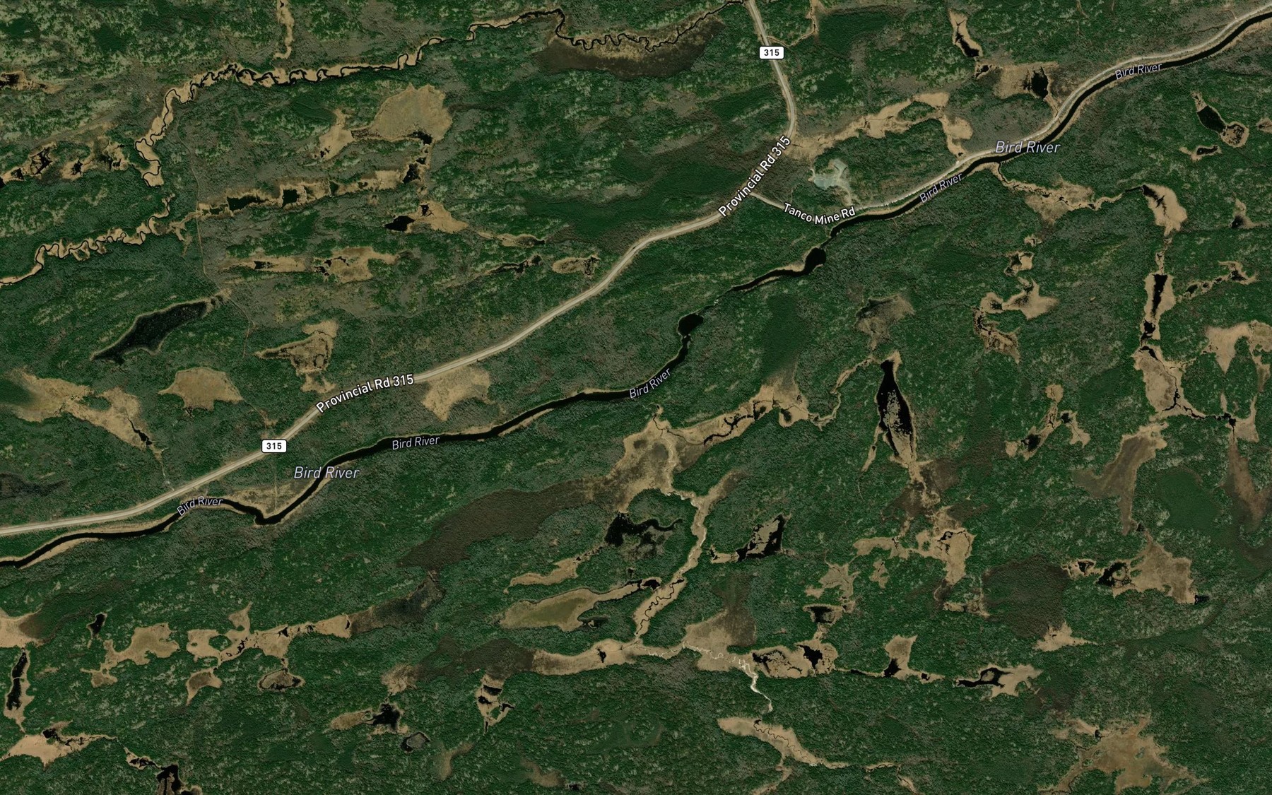 Satellite map of the Shatford Creek