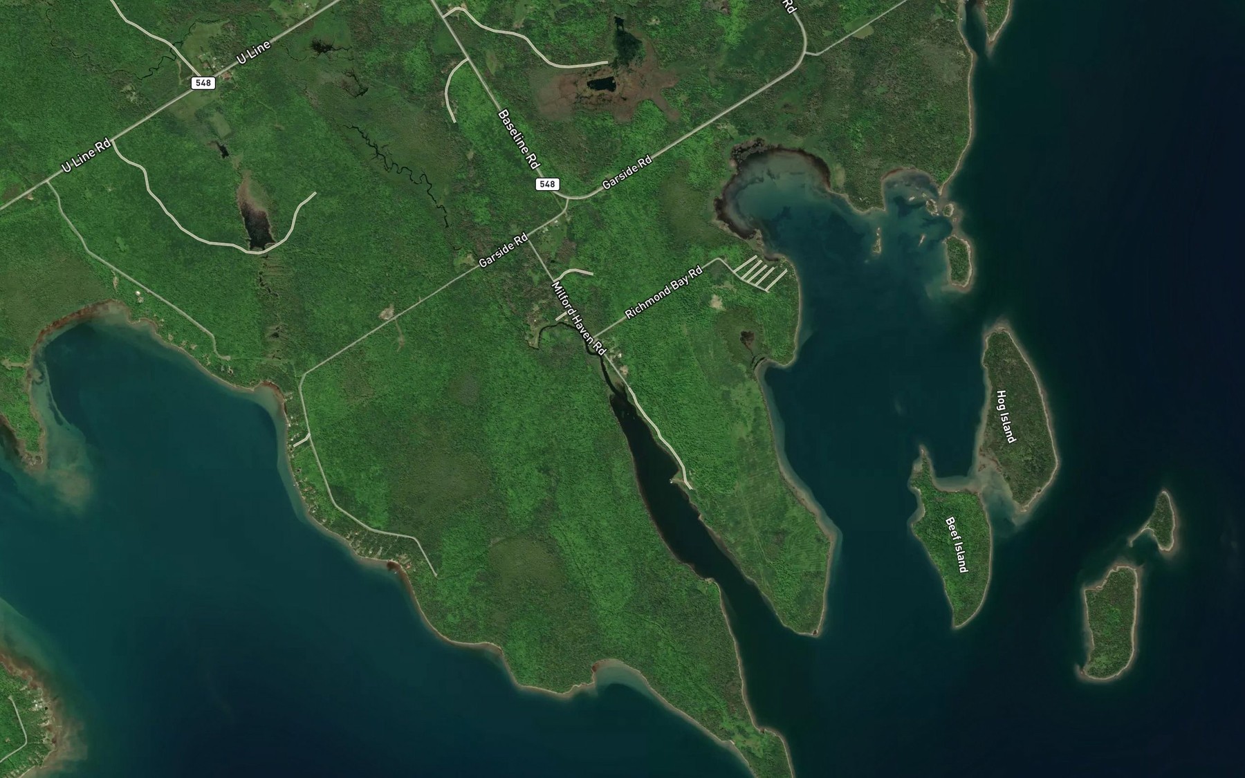 Satellite map of the Koshkawong River