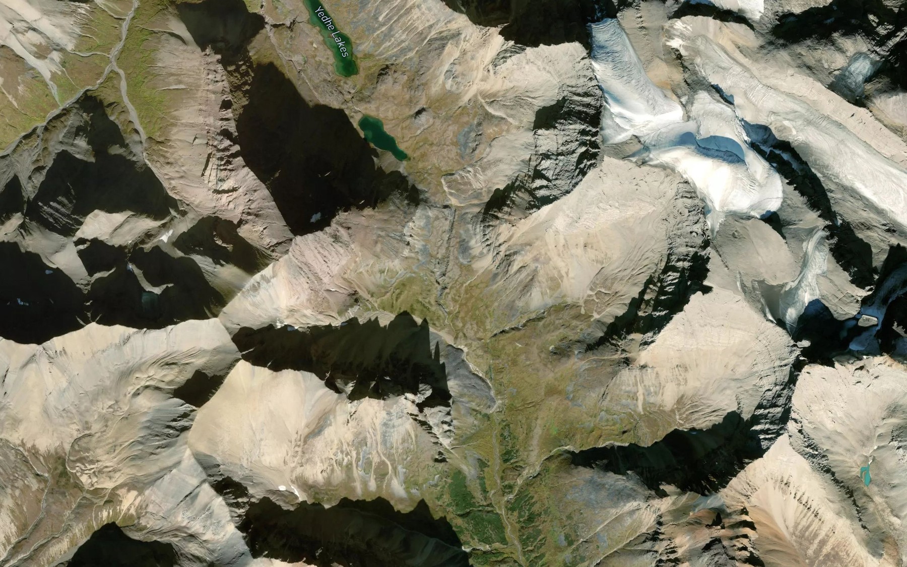 Satellite map of the Yedhe Lakes
