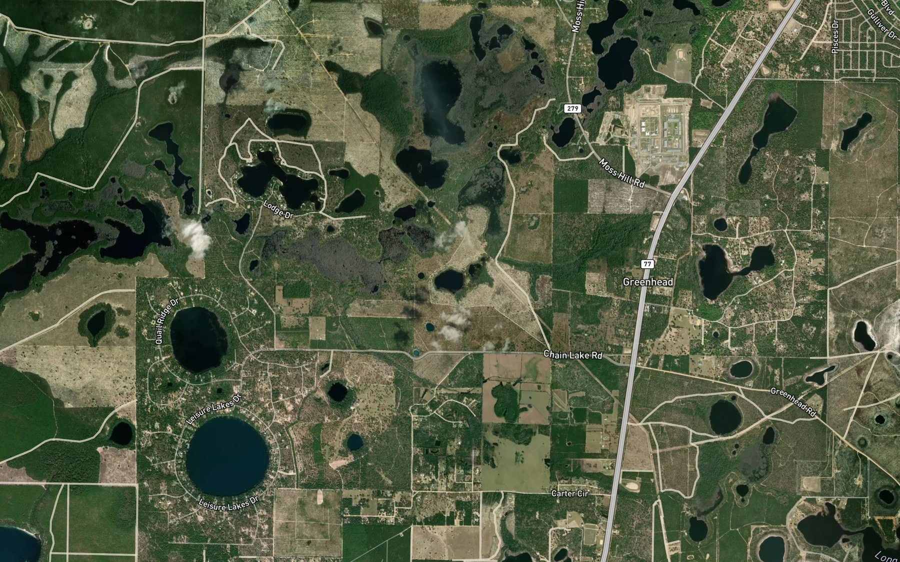 Satellite map of the Deep Edge Pond