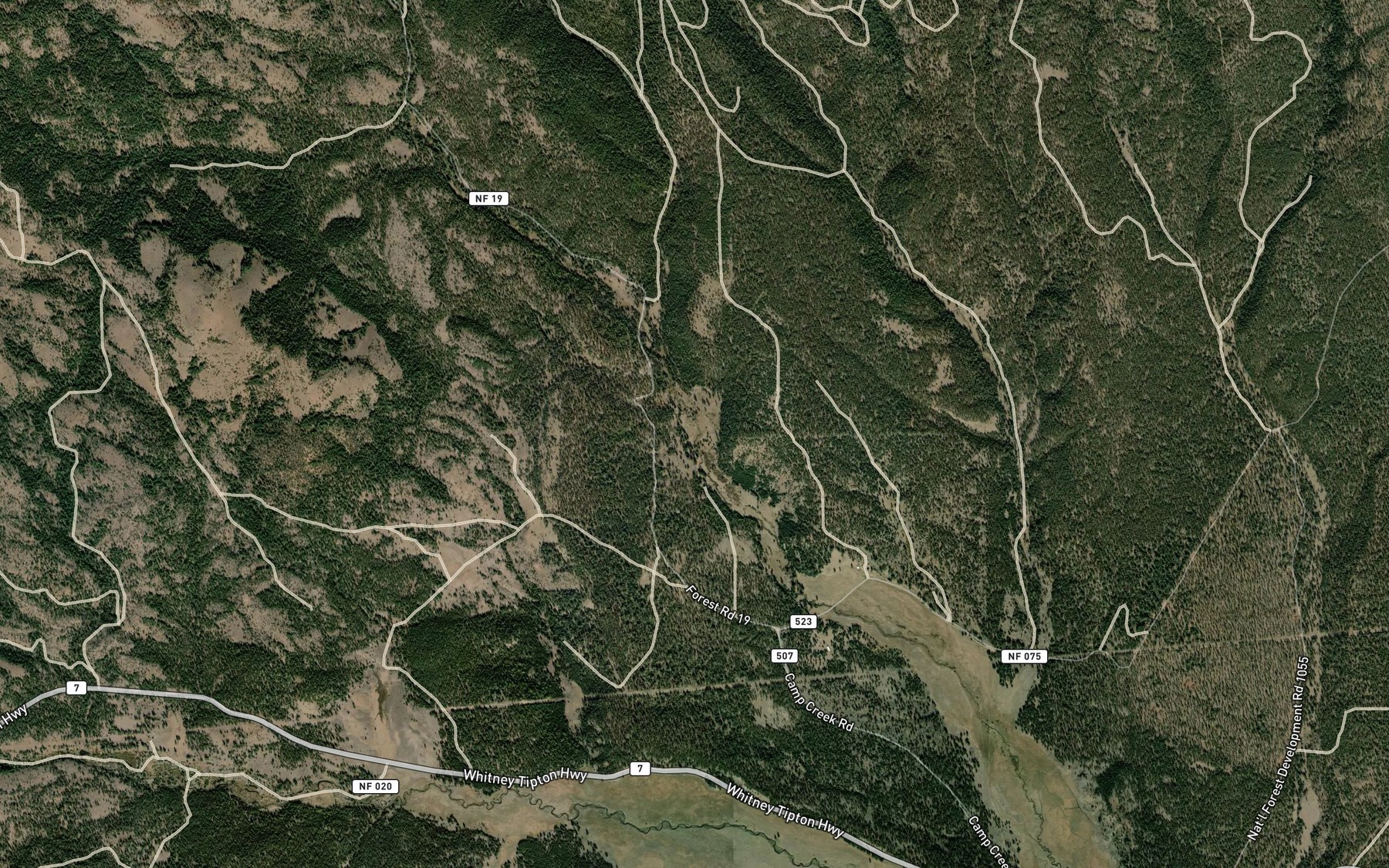 Satellite map of the Pinus Creek