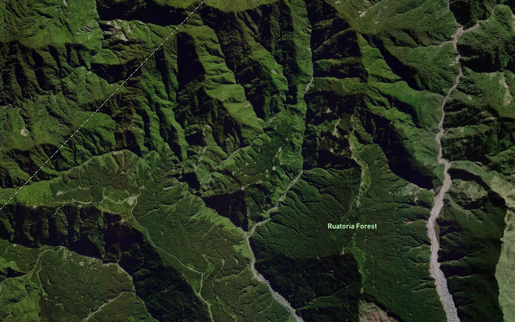 Satellite map of the Mangahamuti Stream