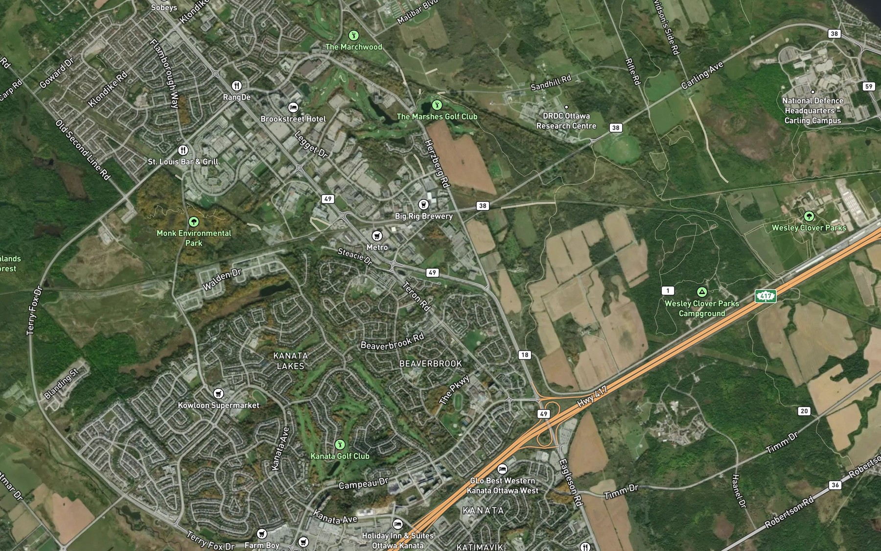 Satellite map of the Henry Drain