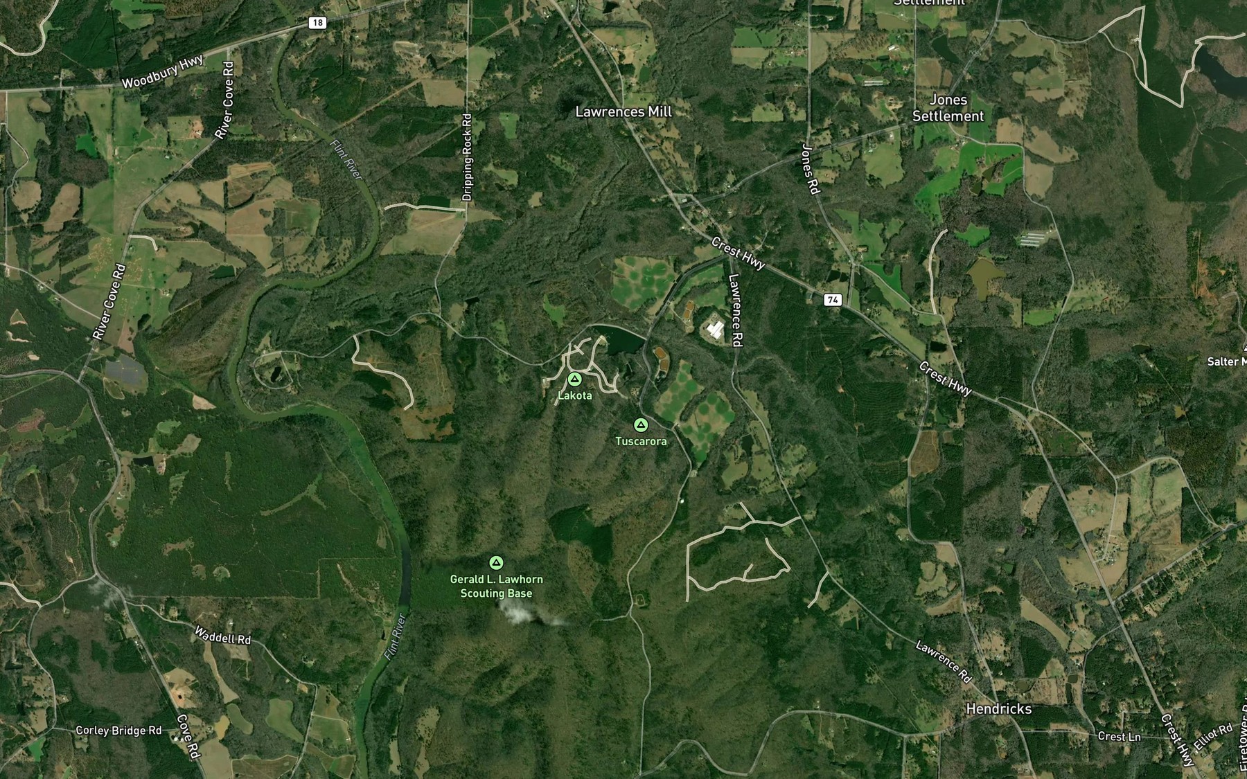 Satellite map of the Hewett Spring