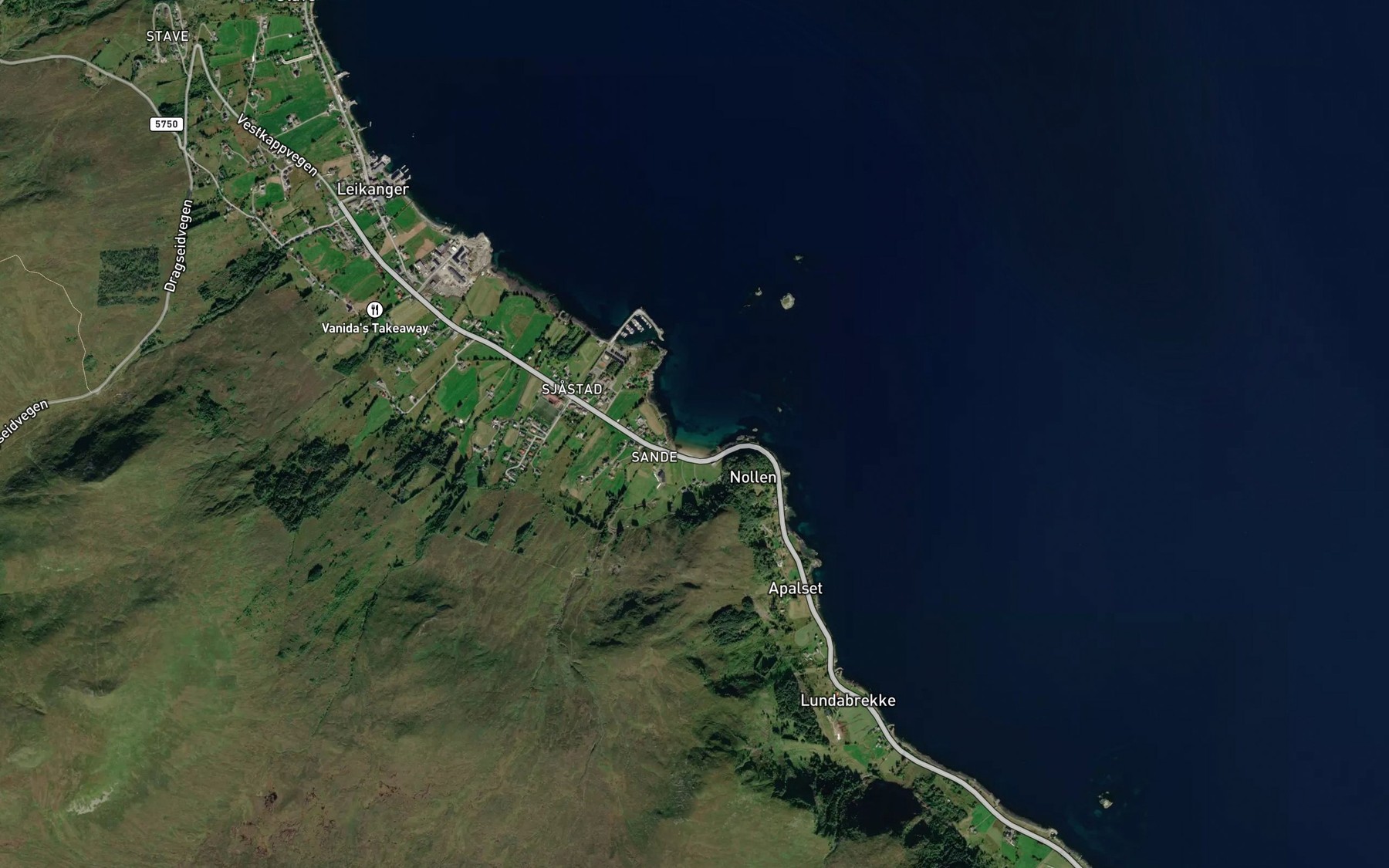 Satellite map of the Sandevika