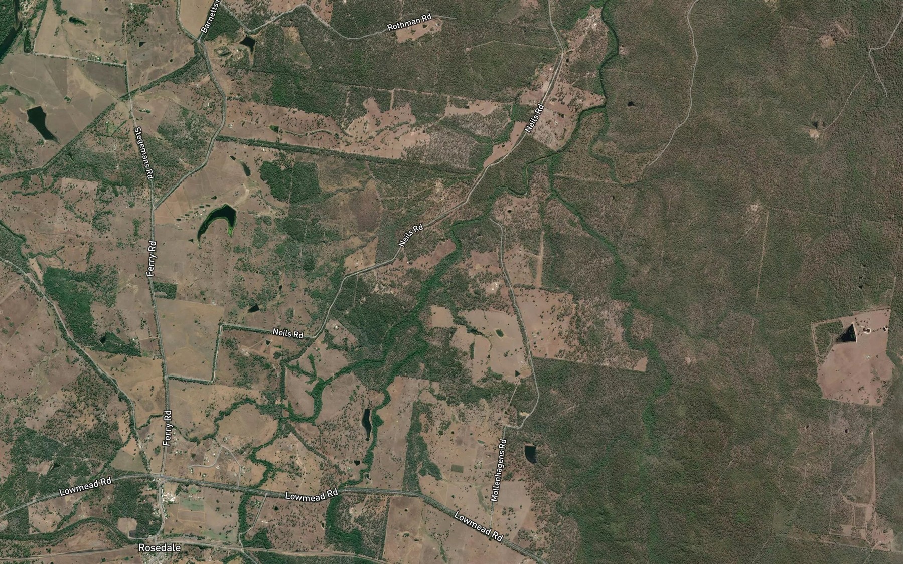 Satellite map of the Sheep Station Creek