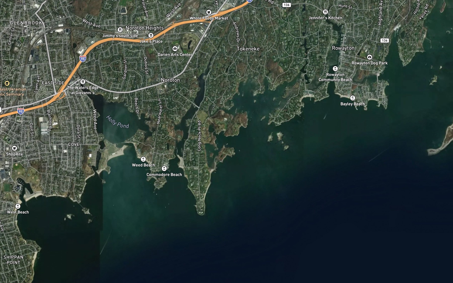 Satellite map of the Zieglers Cove