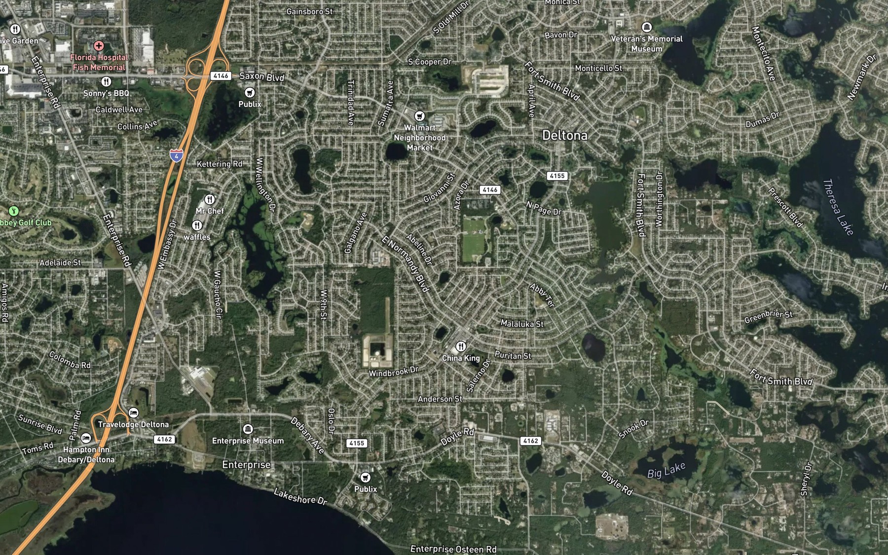Satellite map of the Norwood Lake