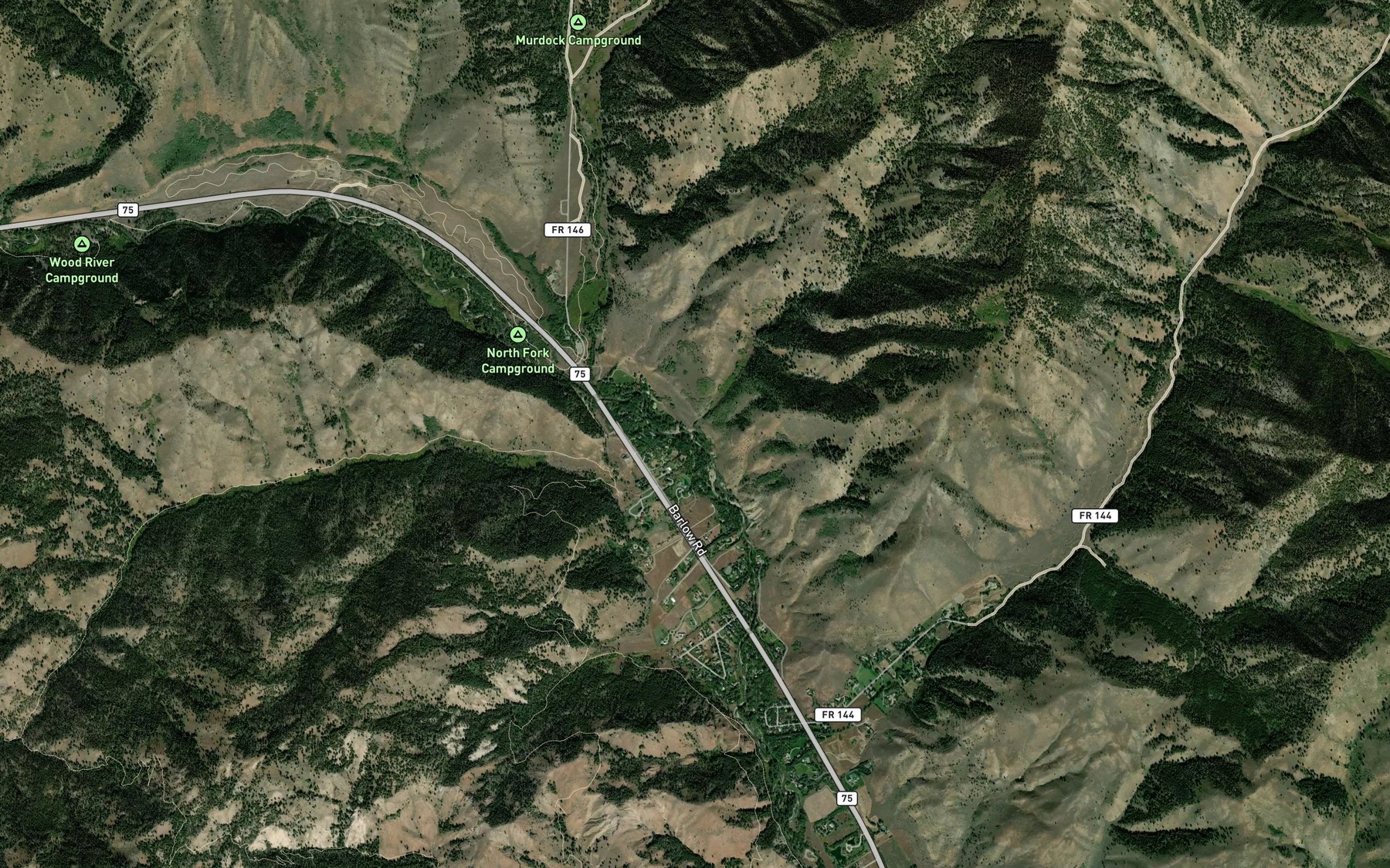 Satellite map of the Leroux Creek