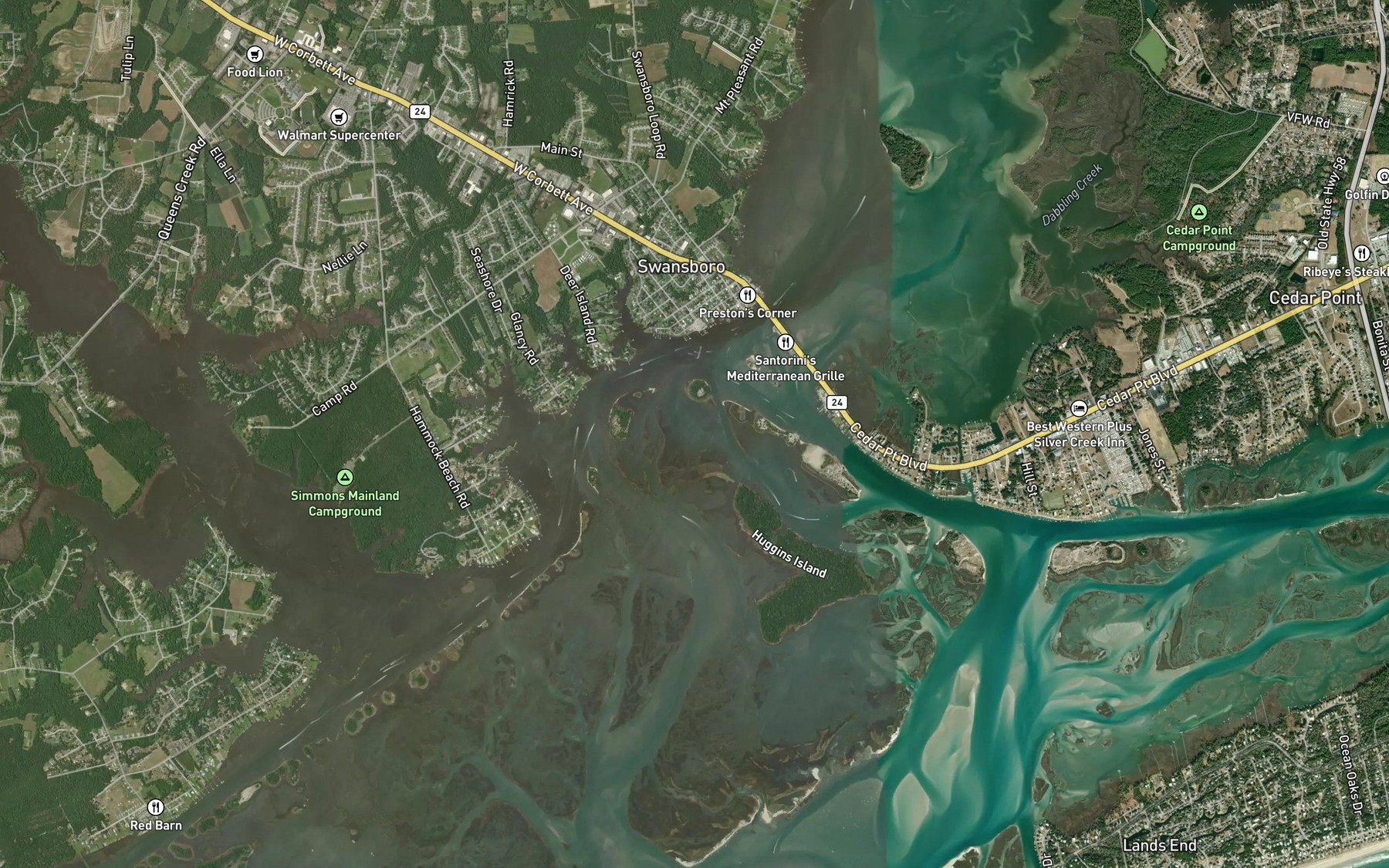 Satellite map of the Hawkins Bay