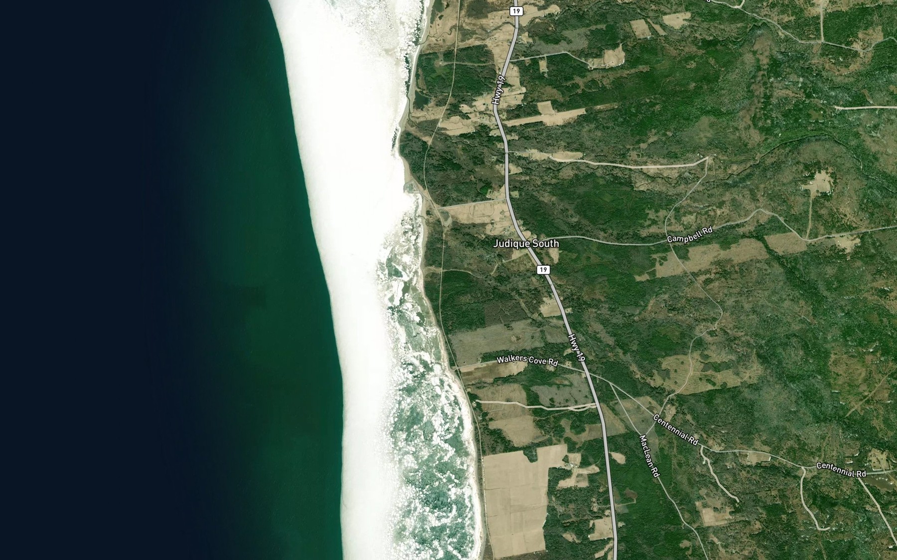 Satellite map of the Baxters Cove