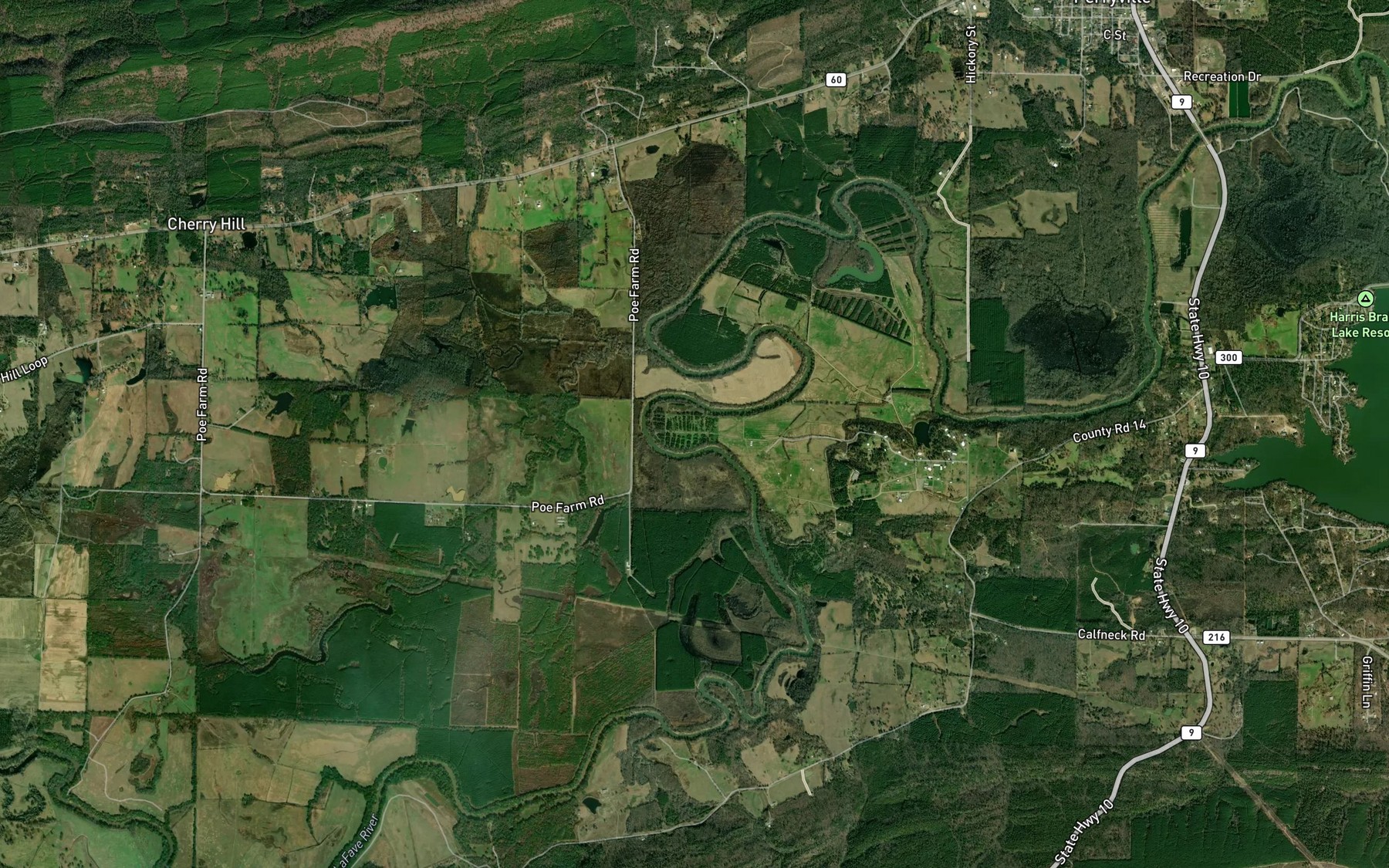 Satellite map of the Horseshoe Bend