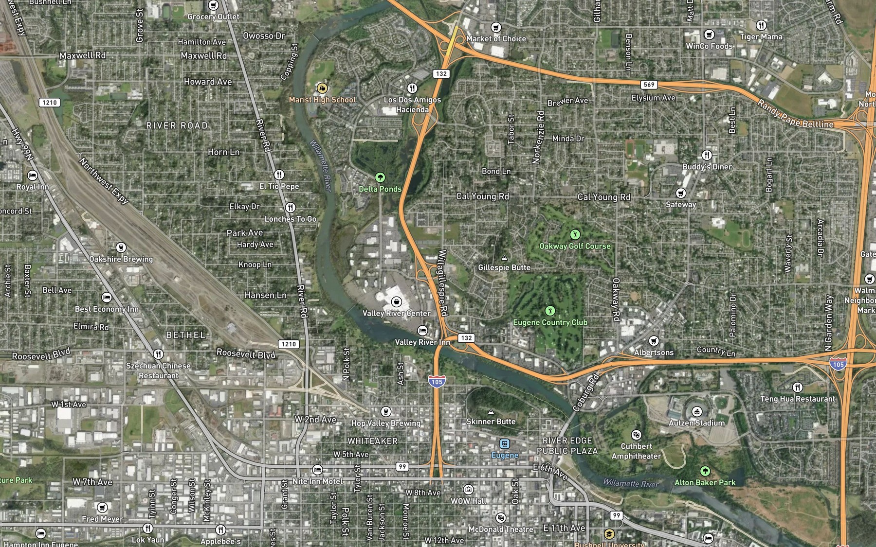 Satellite map of the Dedrick Slough