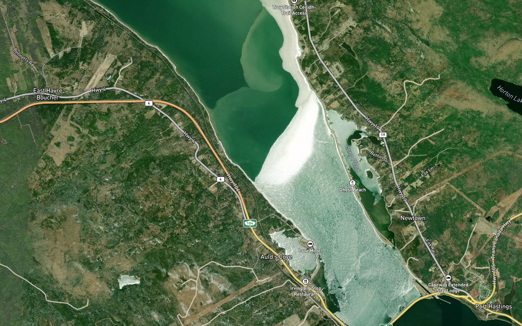 Satellite map of the MacAskills Brook