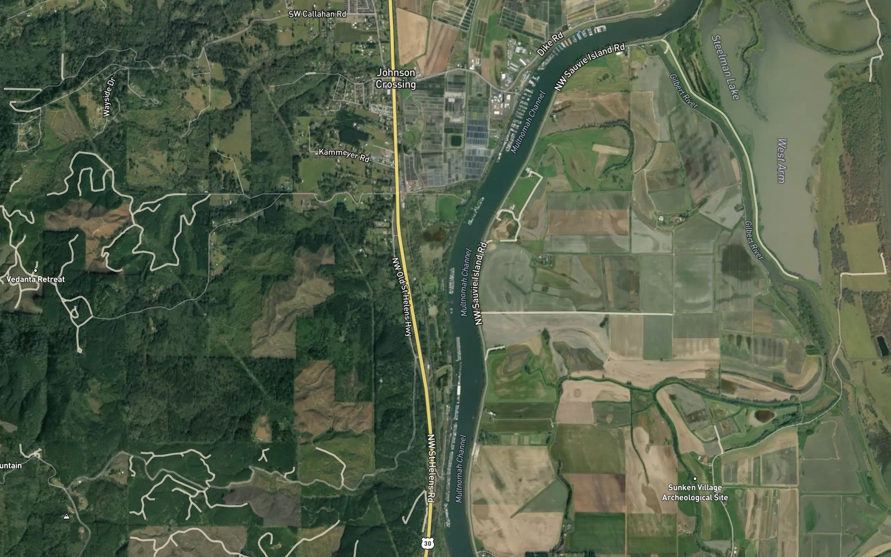 Satellite map of the Jones Creek