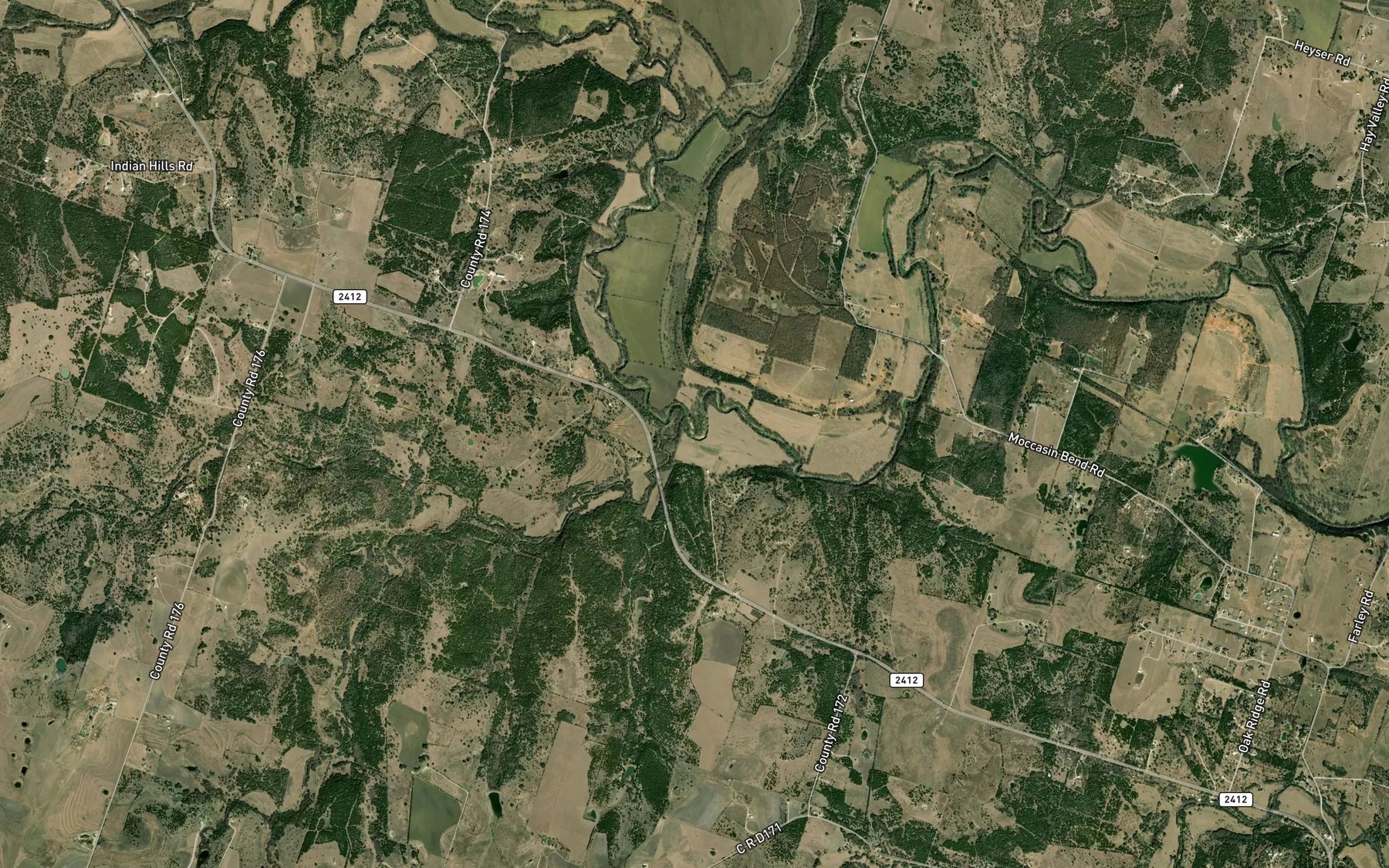 Satellite map of the Blue Branch