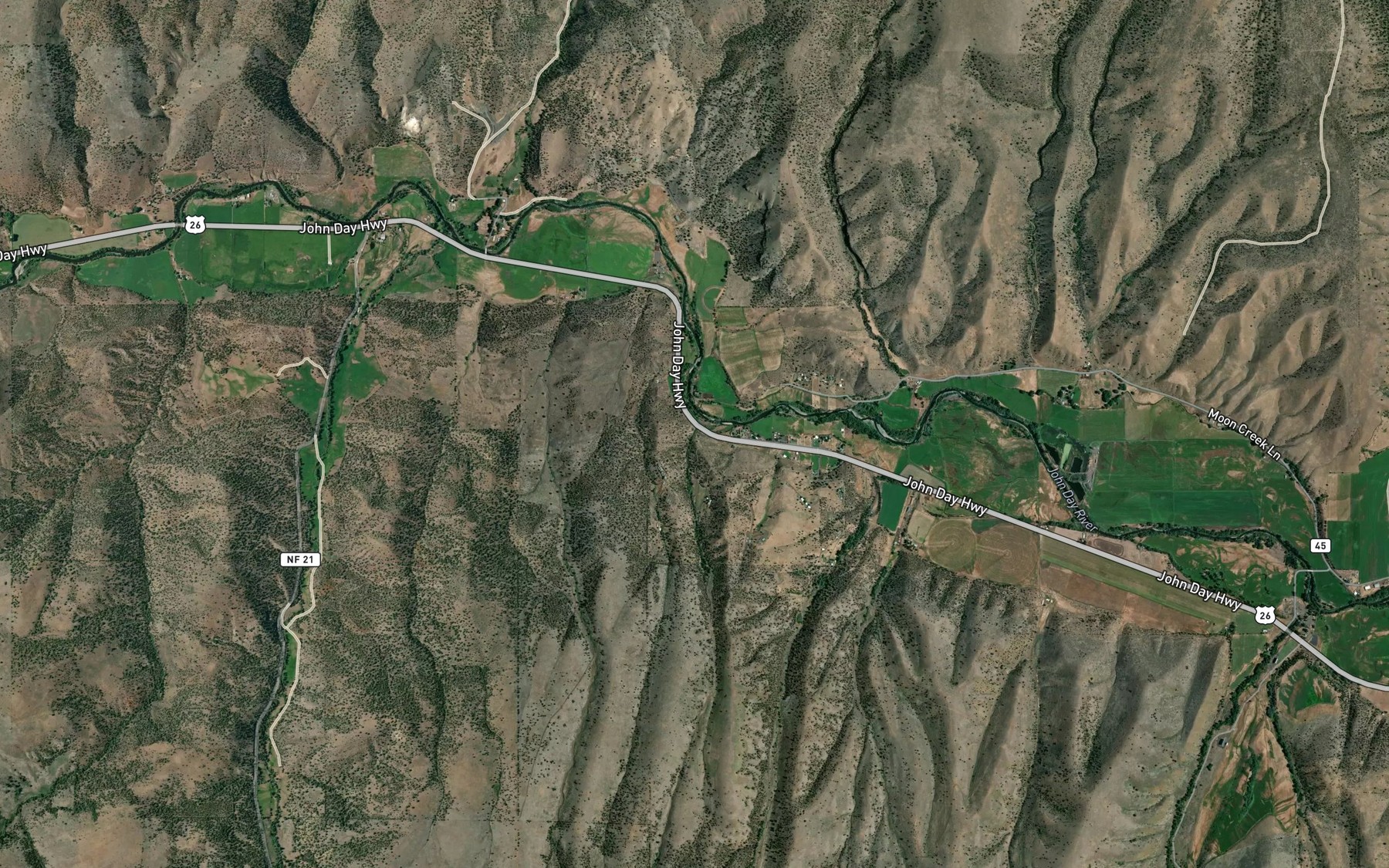 Satellite map of the No Name Creek
