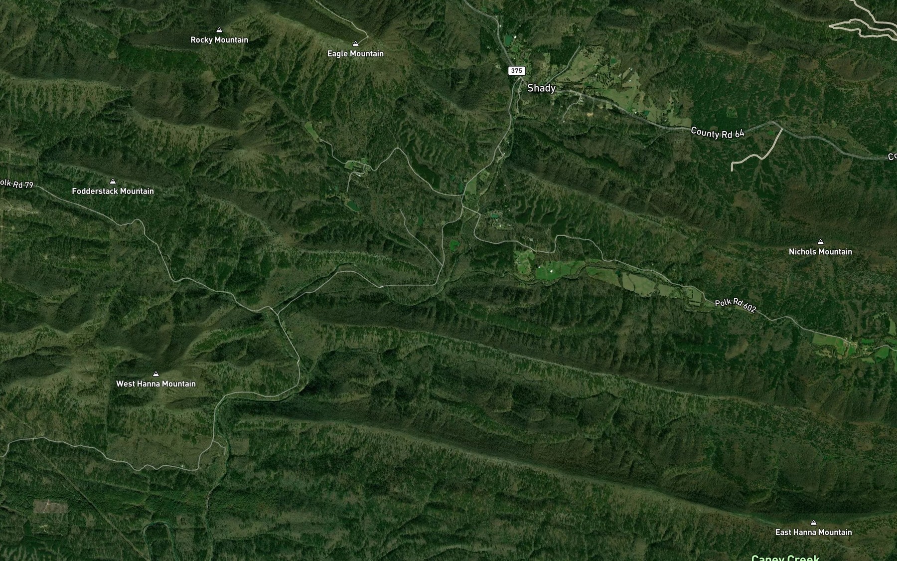 Satellite map of the Sugar Creek