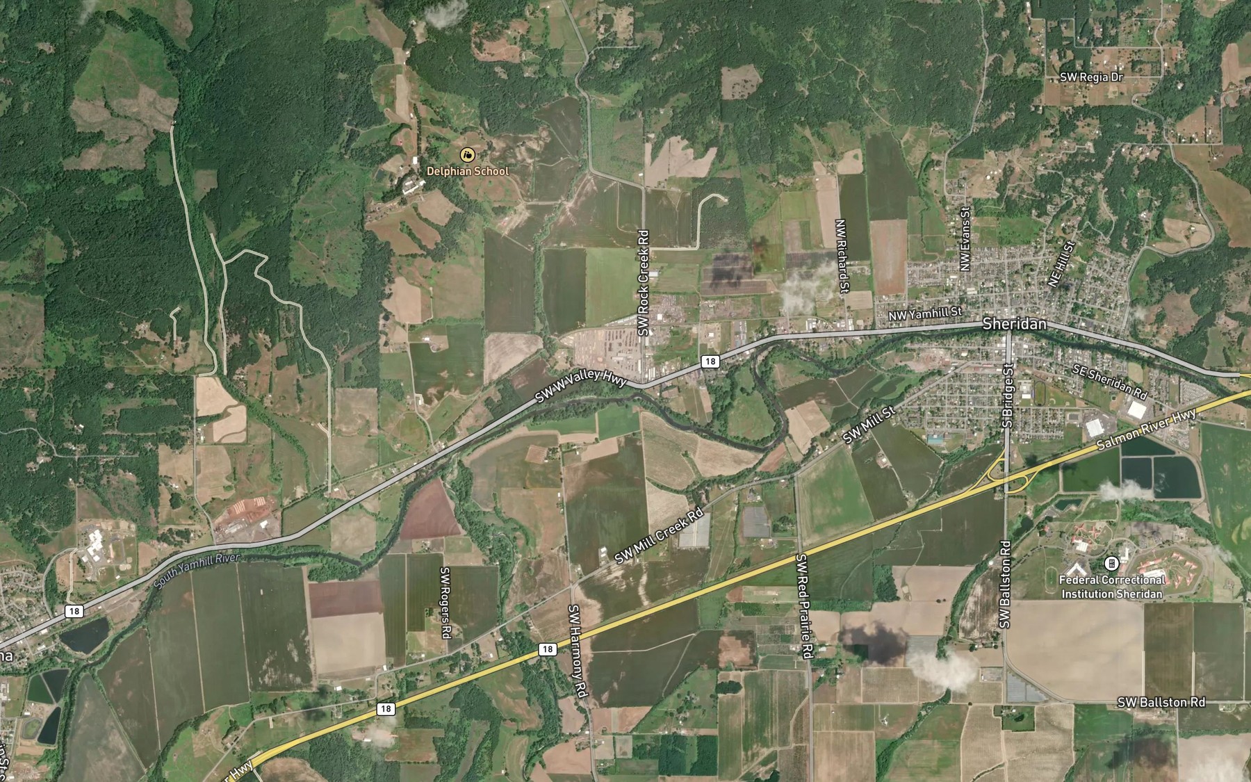Satellite map of the Rock Creek