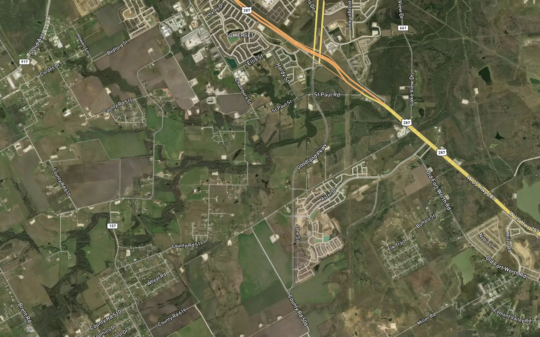 Satellite map of the Grassy Creek