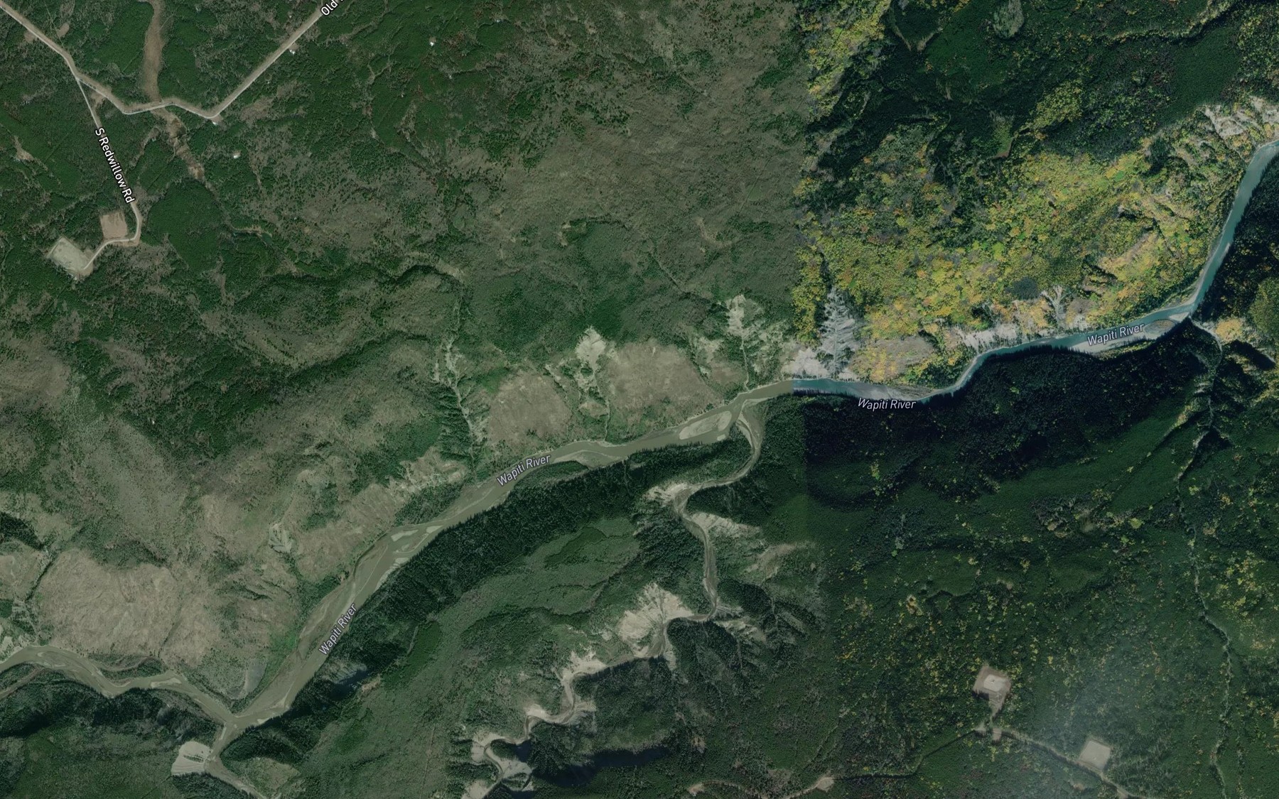 Satellite map of the Mistanusk Creek