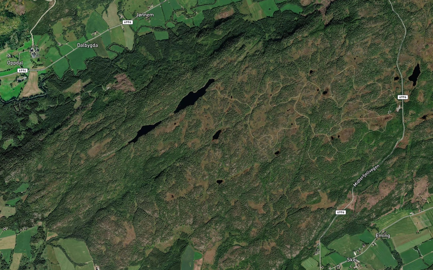 Satellite map of the Rostadvatnet