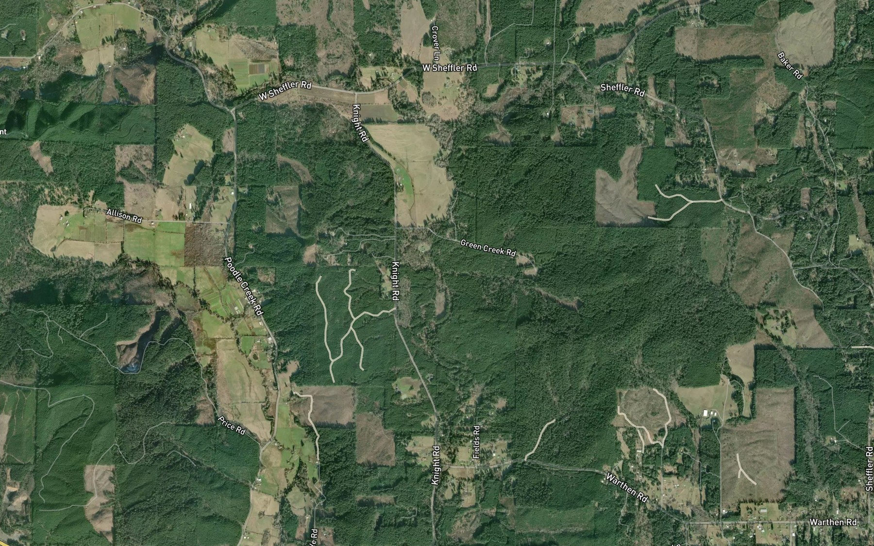 Satellite map of the Green Creek