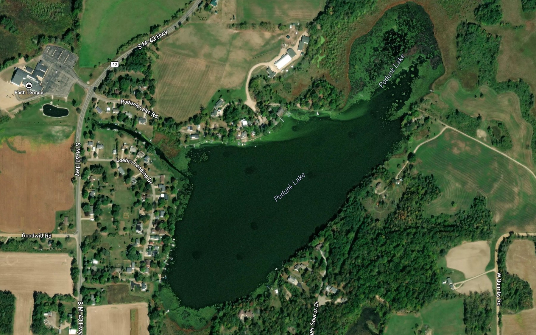 Satellite map of the Podunk Lake