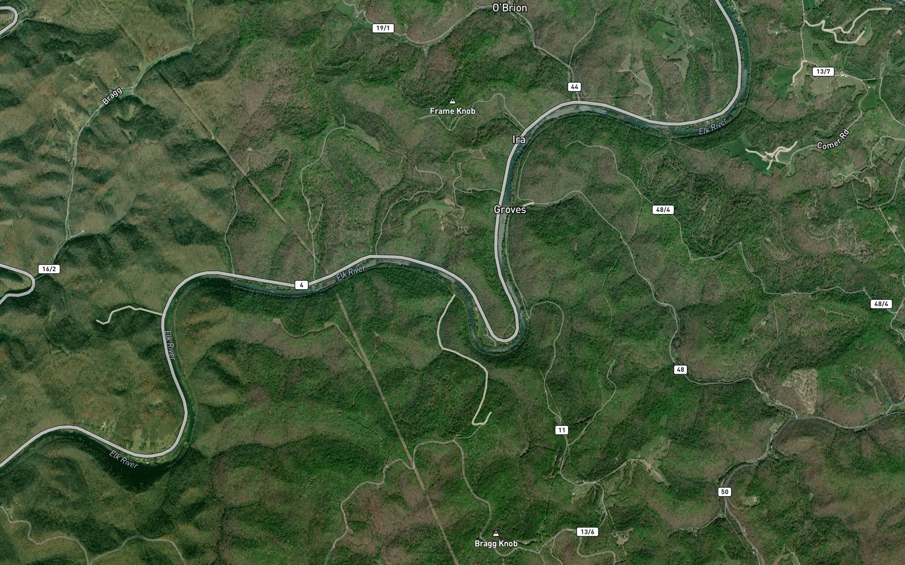 Satellite map of the Jumping Gut Run
