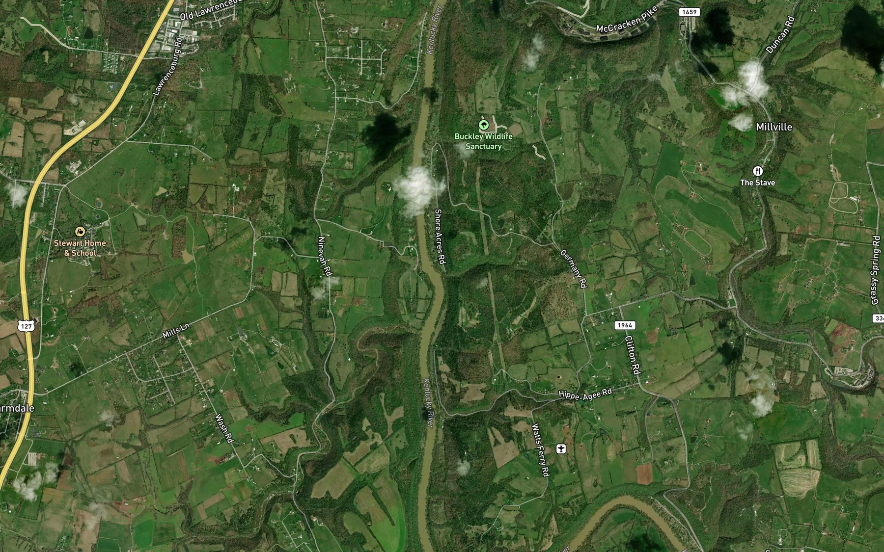 Satellite map of the Bear Branch